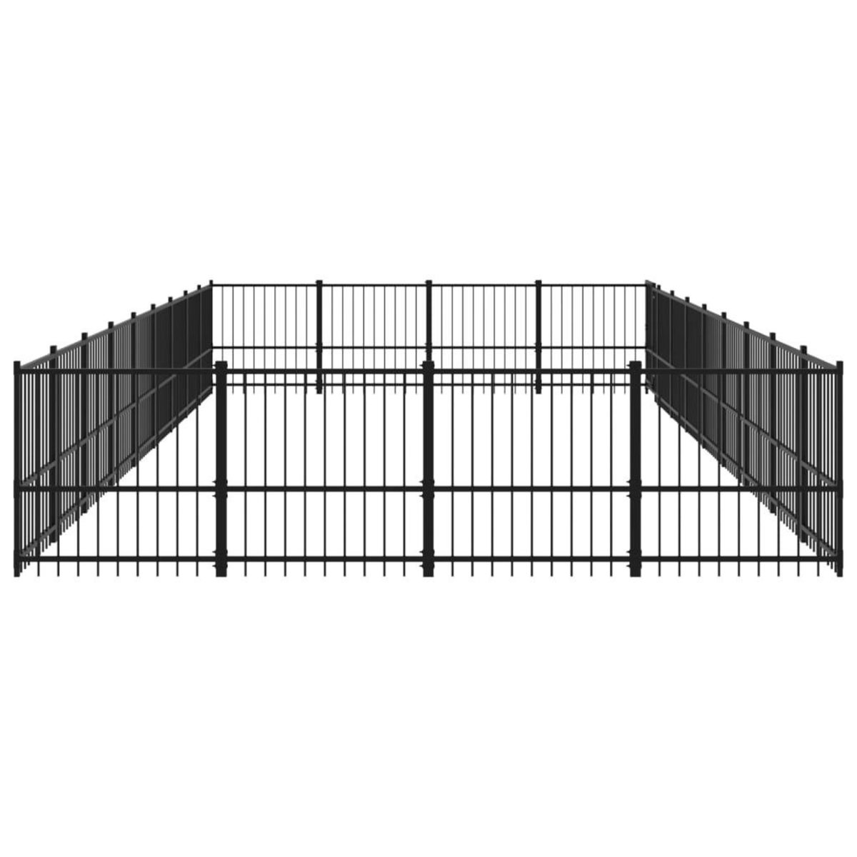 VIDAXL Chenil d'exterieur pour chiens Acier 33,87 m²