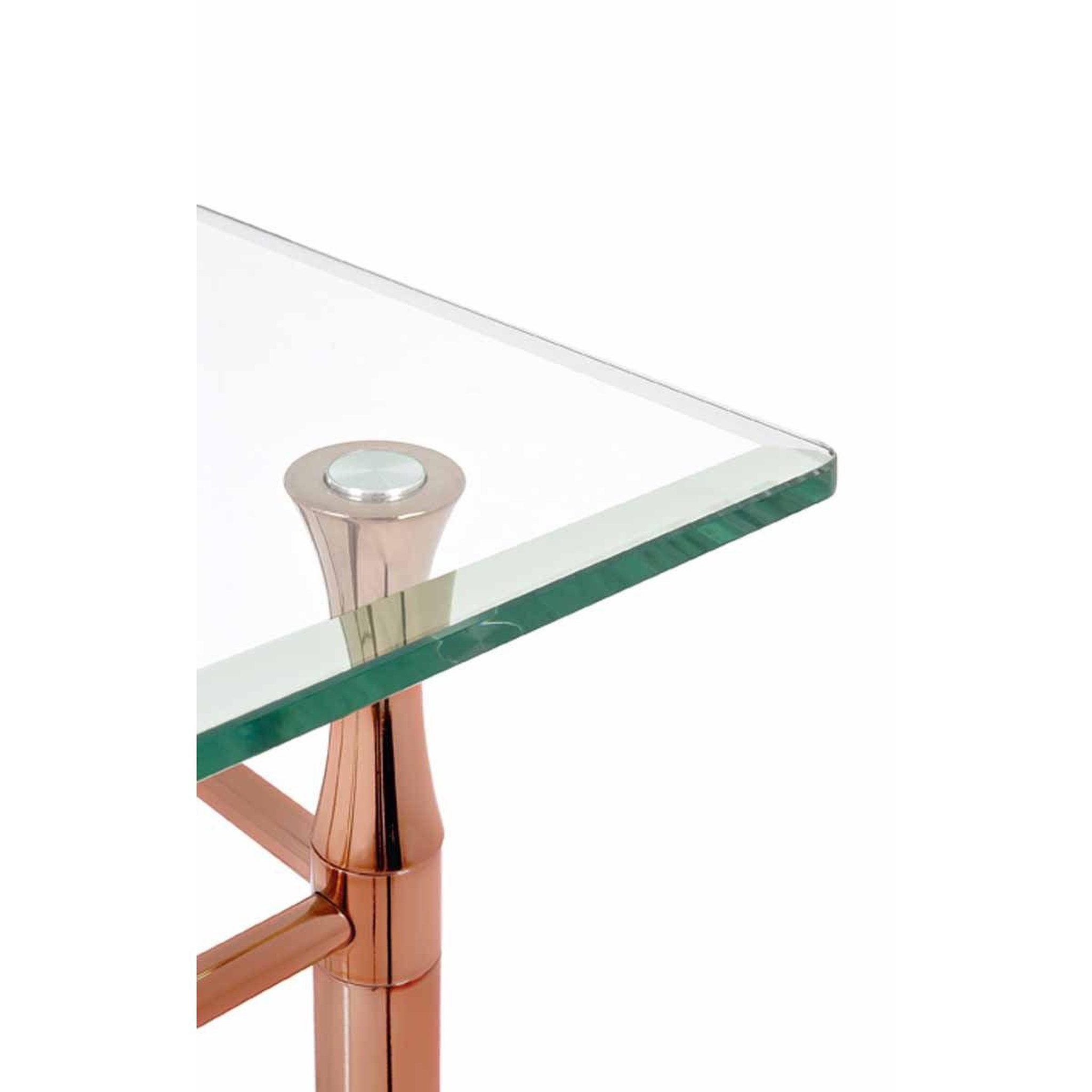 Voir la diapositive 2 : Paris Prix Table d'Appoint Acier & Verre Design  Hyva  72cm Cuivre