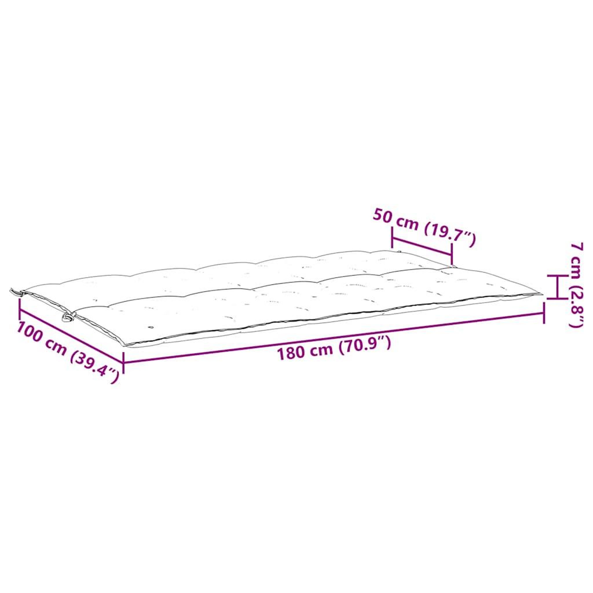 Voir la diapositive 6 : VIDAXL Coussin de banc de jardin vert 180x(50+50)x7 cm tissu oxford
