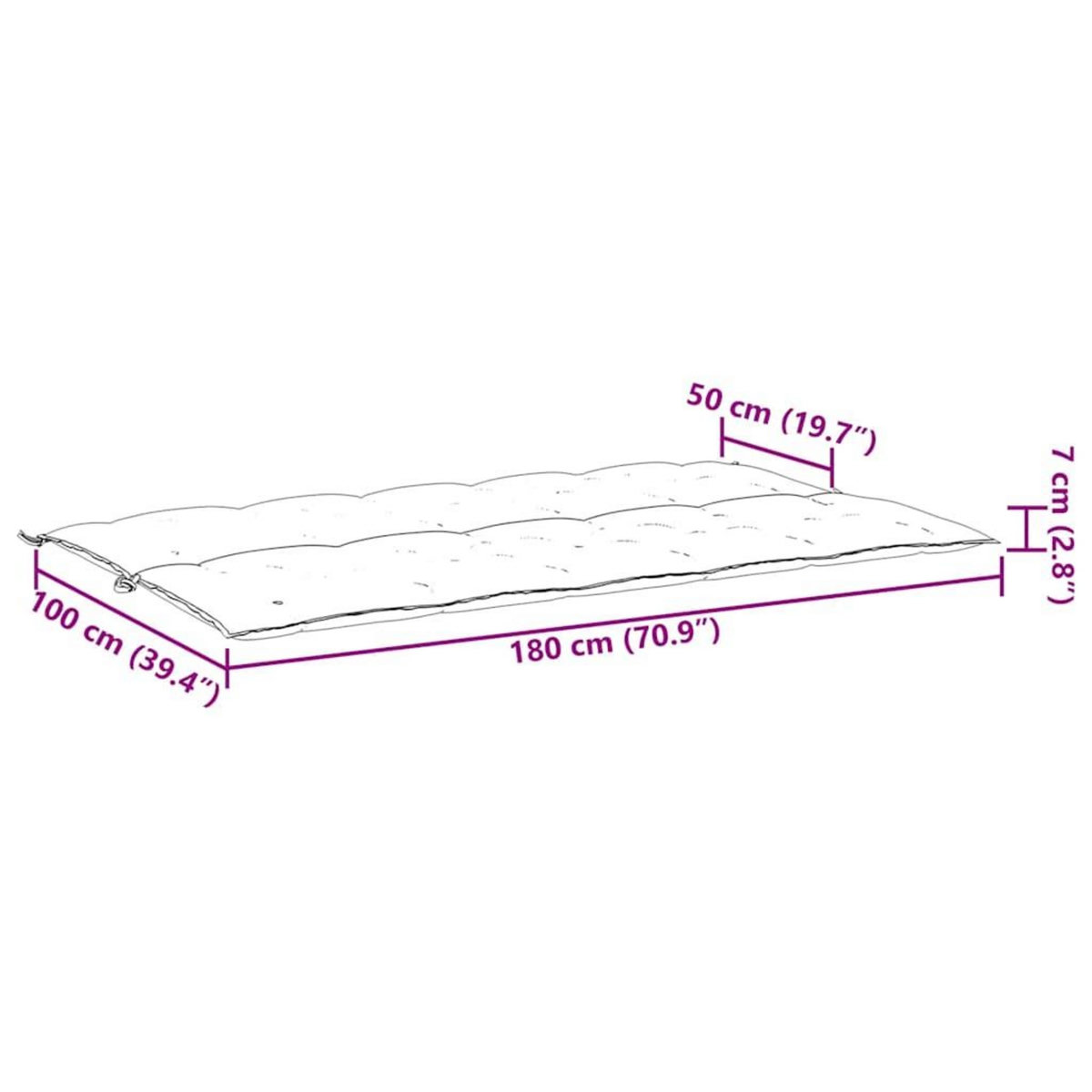 VIDAXL Coussin de banc de jardin vert 180x(50+50)x7 cm tissu oxford