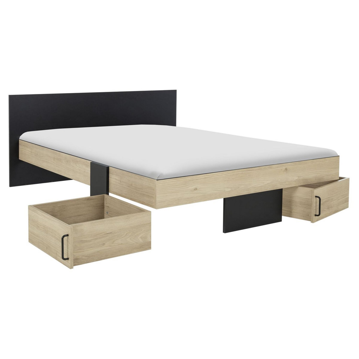 Lit double avec rangement style industriel 160x200cm LEXIS