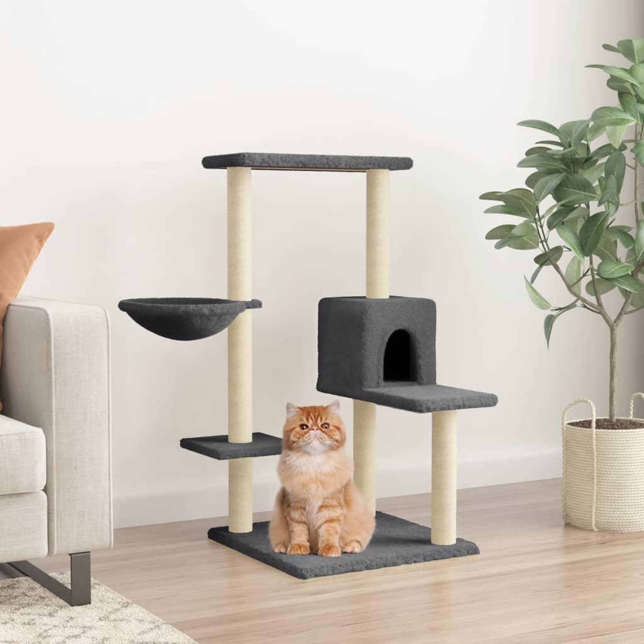 VIDAXL Arbre a chat avec griffoirs en sisal gris fonce 95 cm