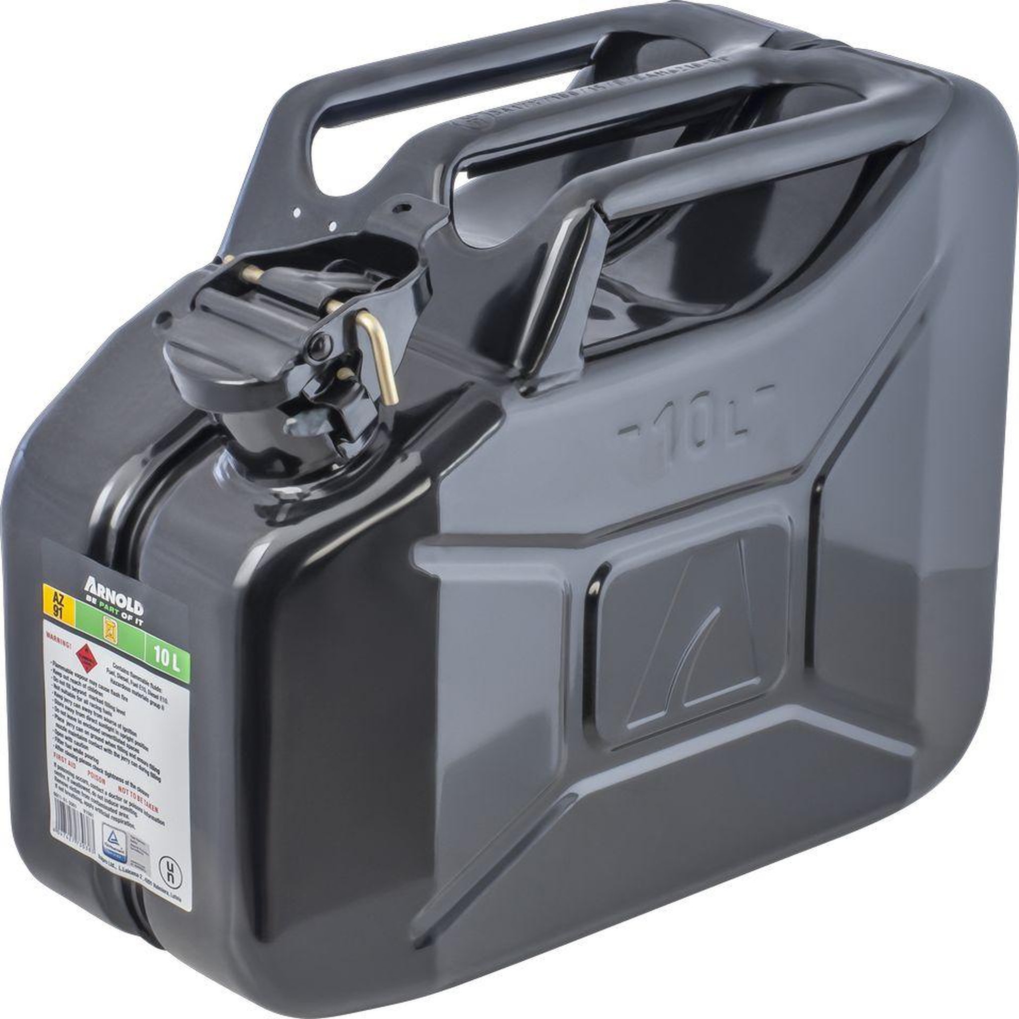 ARNOLD Bidon à carburant métallique, 10 l, noir