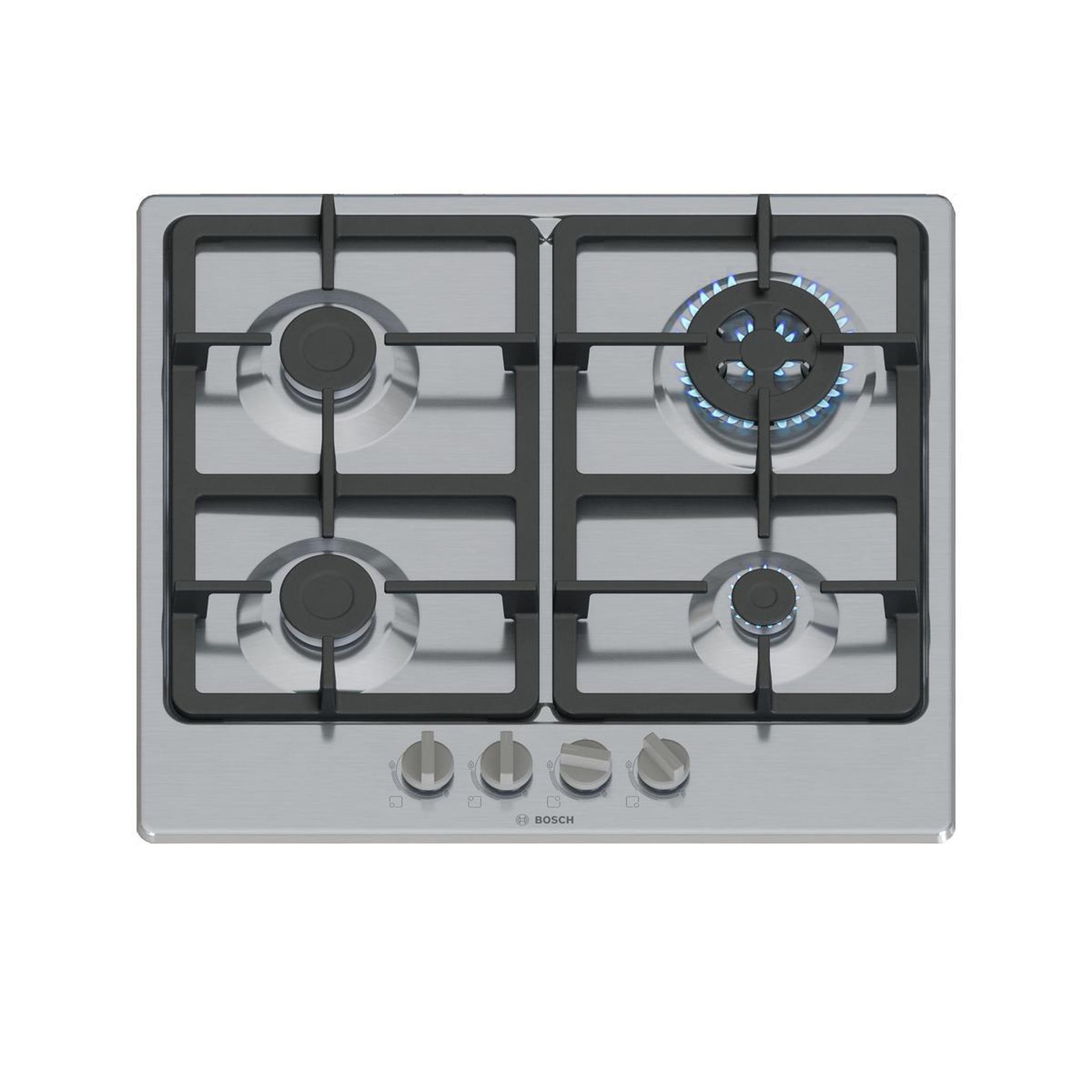 BOSCH Table de cuisson gaz PGH6B5K90 en acier inoxydable 60 cm