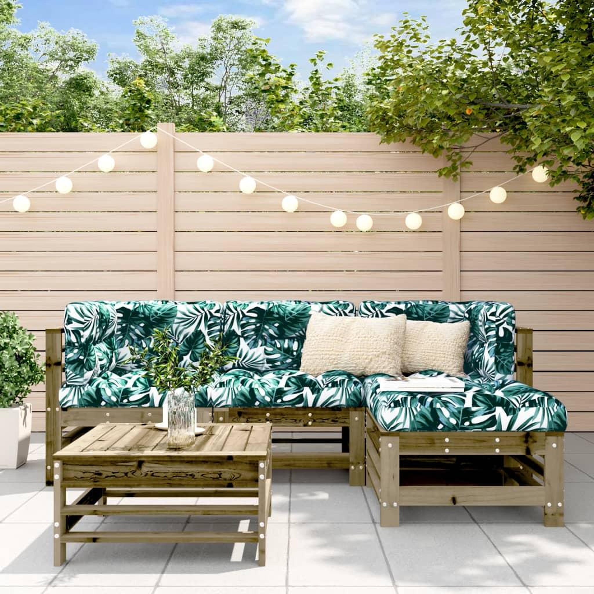 Voir la diapositive 1 : VIDAXL Salon de jardin 5 pcs avec coussins bois de pin impregne