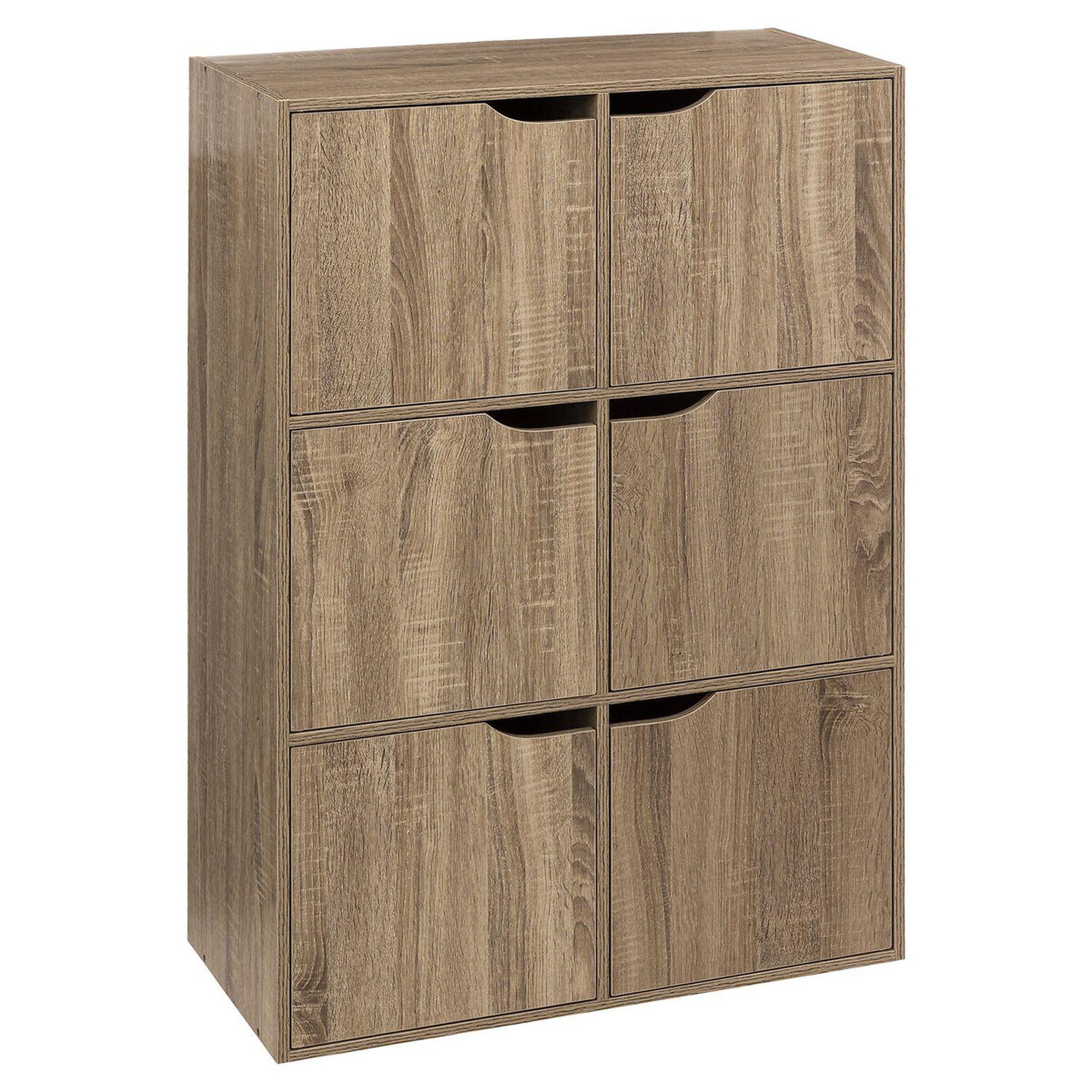 FIVE Etagère 6 cases de rangement avec portes mix n' modul - longueur 67,50 cm x hauteur 100,50 cm - marron