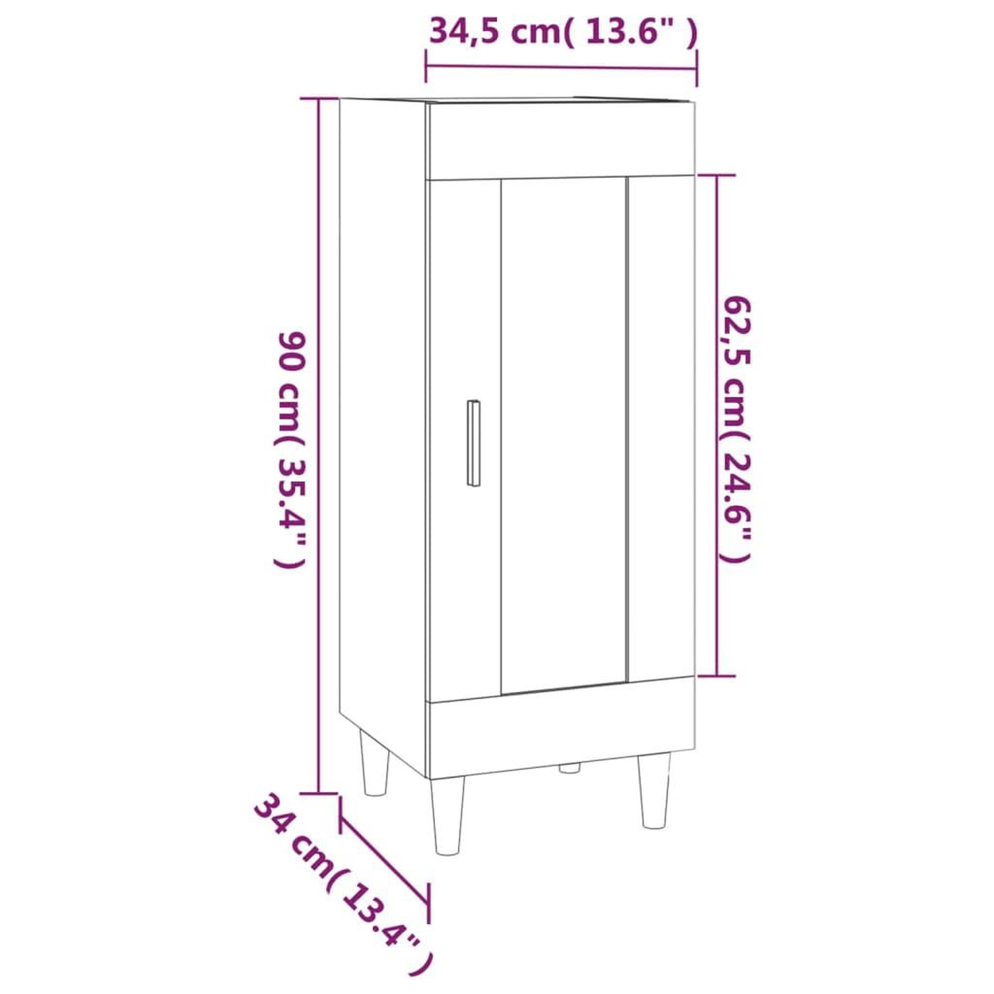 Voir la diapositive 6 : VIDAXL Buffet Gris beton 34,5x34x90 cm Bois d'ingenierie