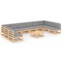 Voir la diapositive 2 : VIDAXL Salon de jardin 11 pcs avec coussins Bois de pin massif