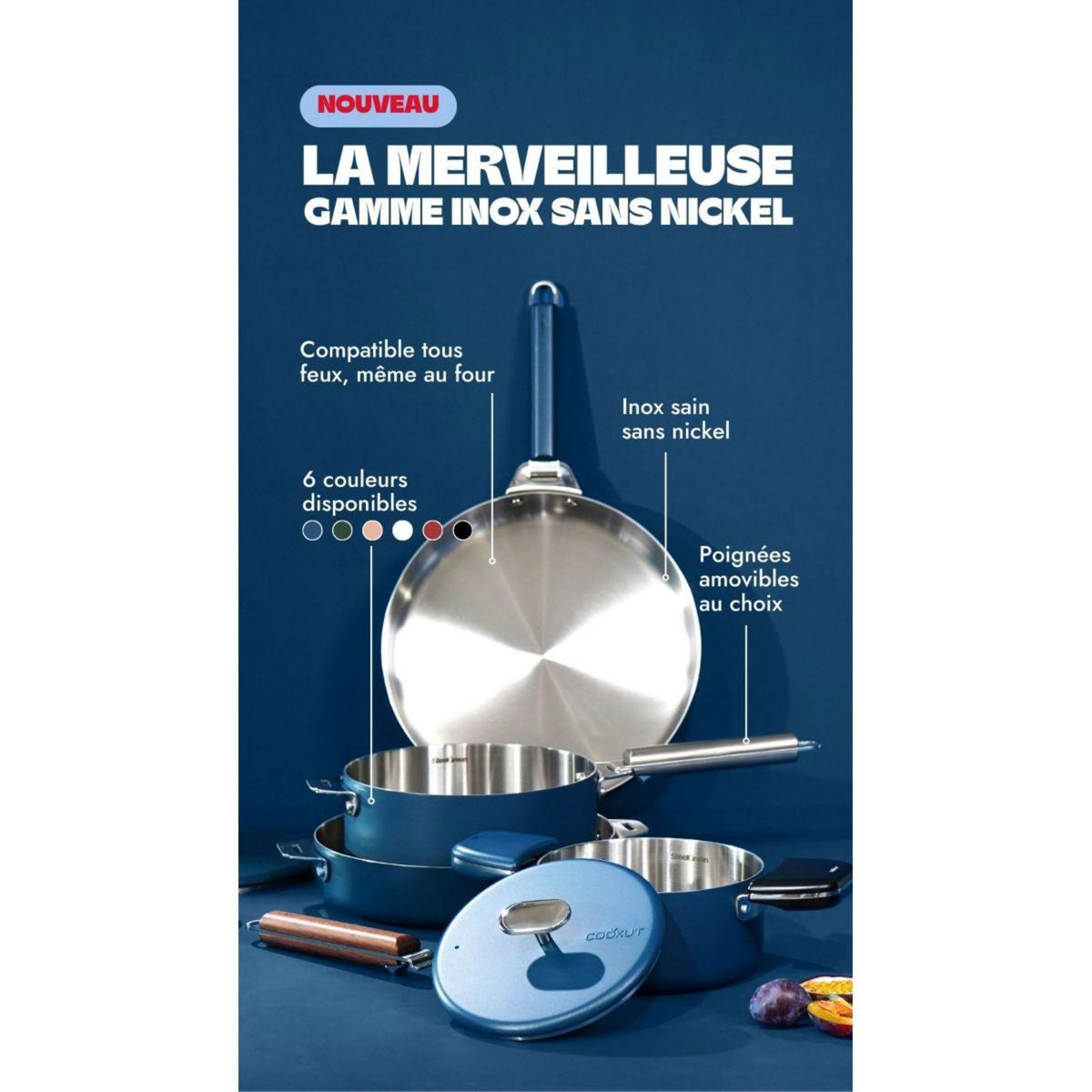 COOKUT Poêle LA MERVEILLEUSE  INOX 24CM - MYRTILLE