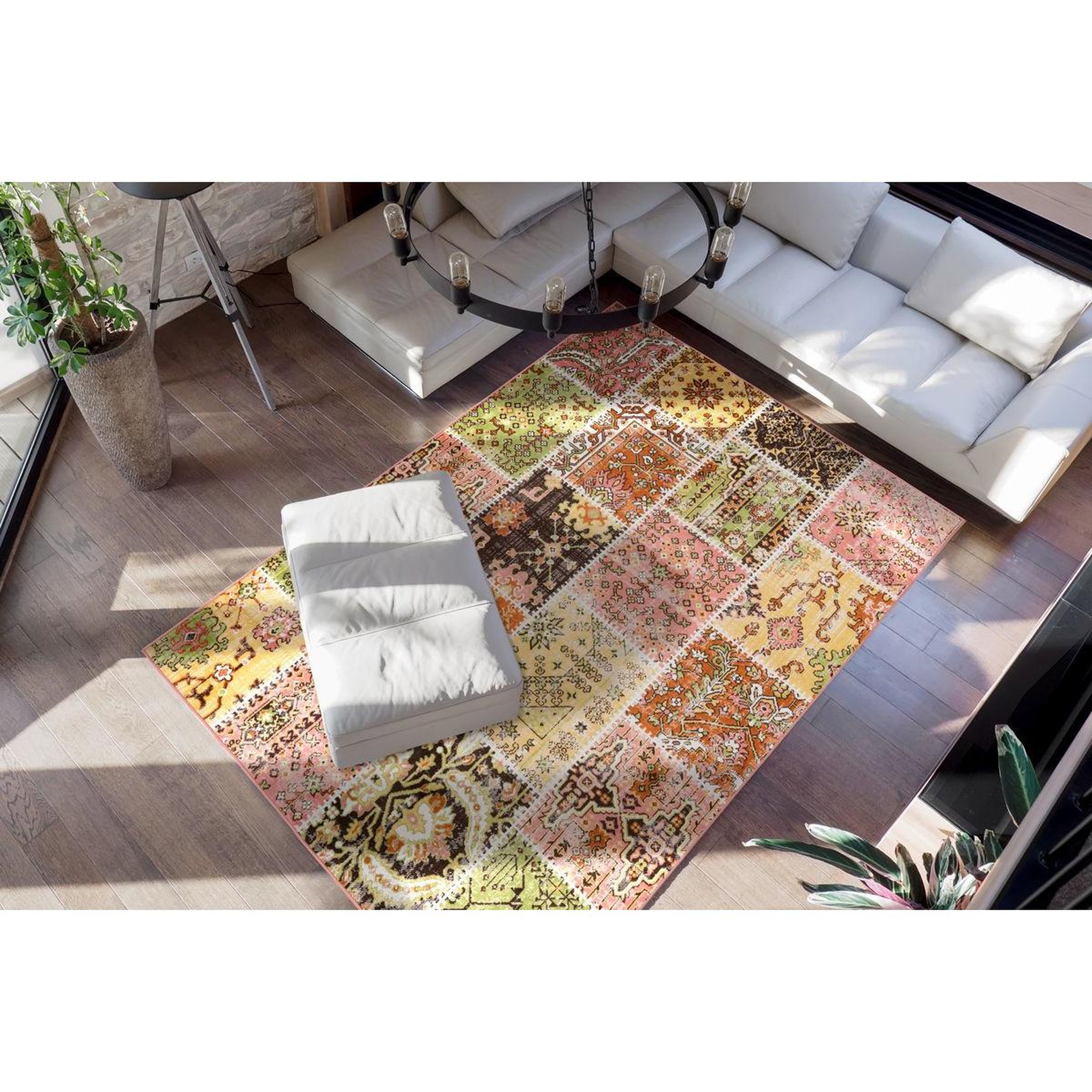 Voir la diapositive 2 : Paris Prix Tapis patchwork à poils courts  ariya  multicolore