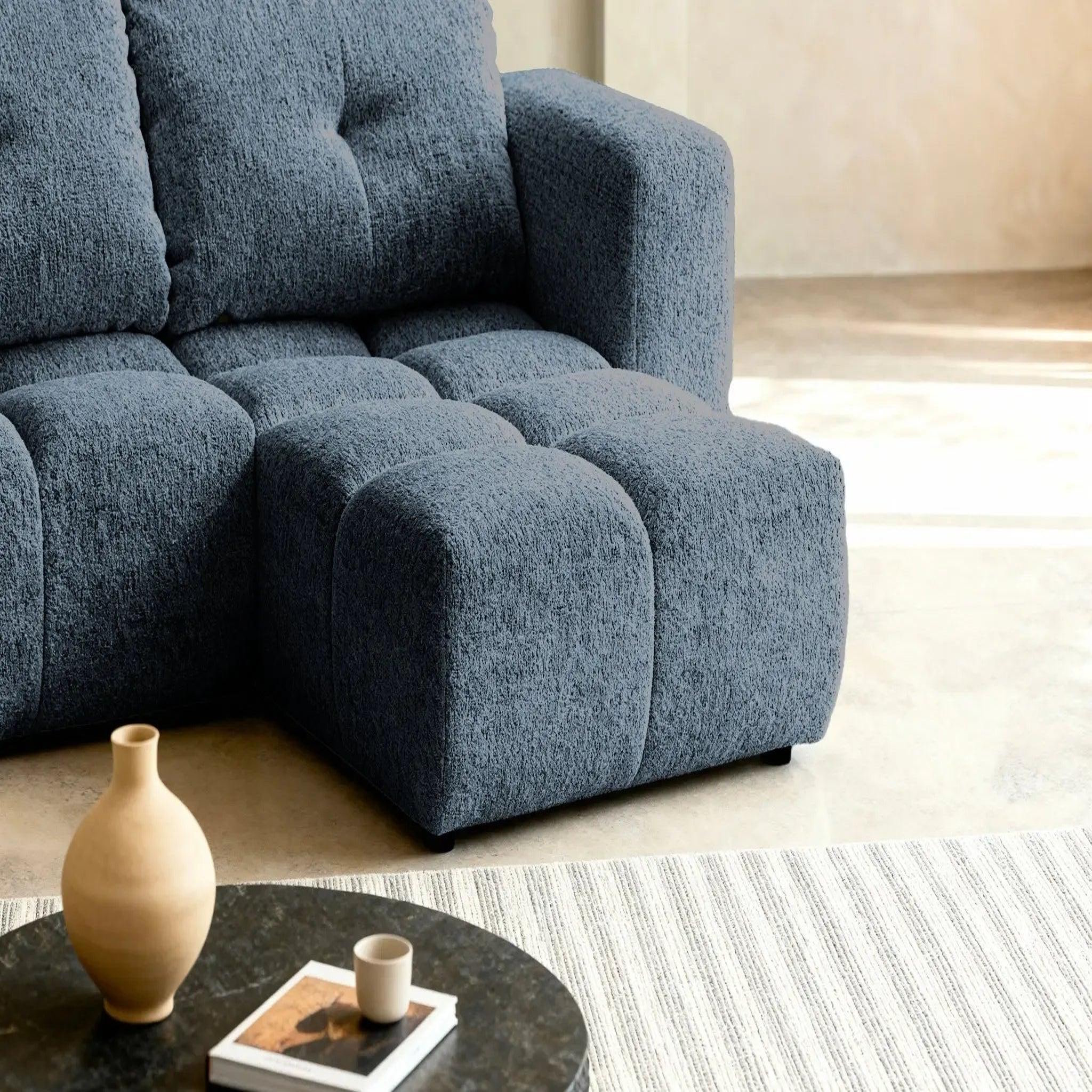Voir la diapositive 4 : CASANOVA PARIS Romy mini - canapé d'angle convertible tissu chenille 2 places