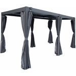 Habitat et Jardin Pergola bioclimatique en aluminium avec rideau et moustiquaire  Kensington  - 3 x 5 m - Gris