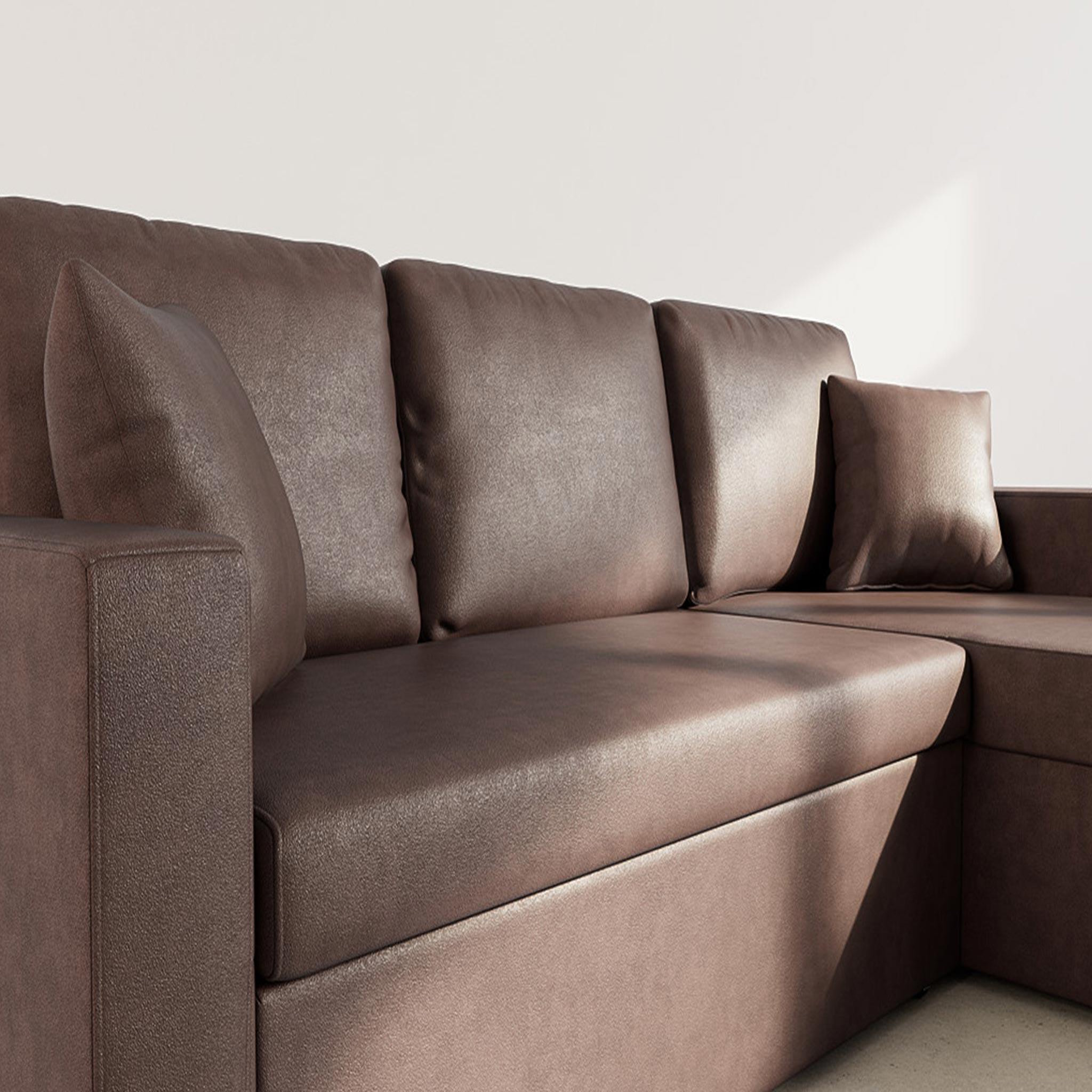 Voir la diapositive 4 : BEST MOBILIER Cyrus - canapé d'angle réversible 4 places - convertible avec coffre - en simili