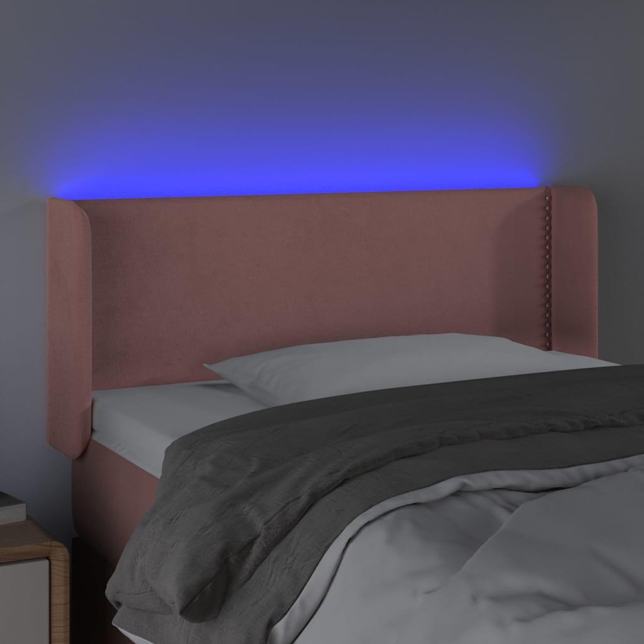 Voir la diapositive 4 : VIDAXL Tete de lit a LED Rose 93x16x78/88 cm Velours