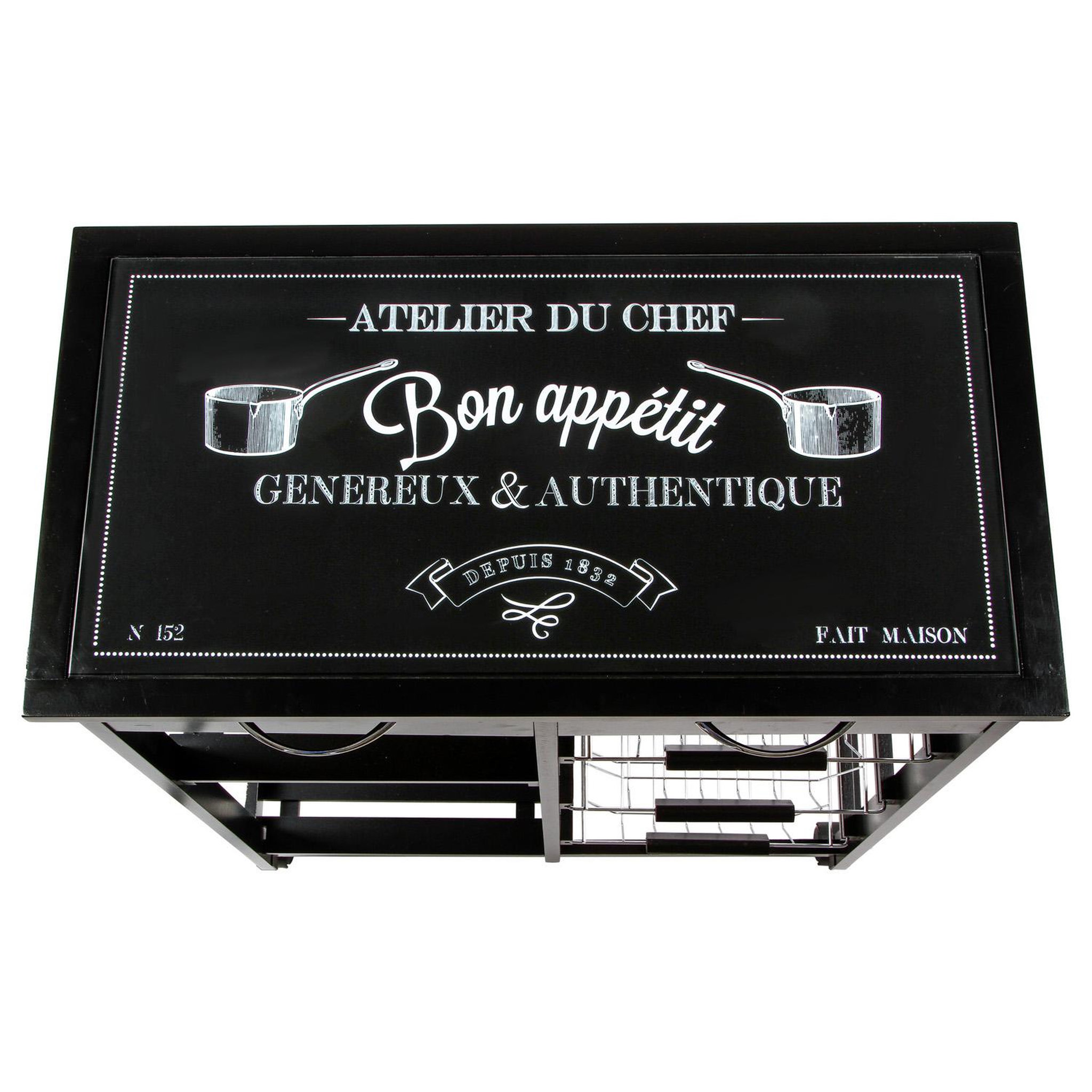 Voir la diapositive 5 : ATMOSPHERA Desserte de cuisine gustaf - h. 61 cm - noir