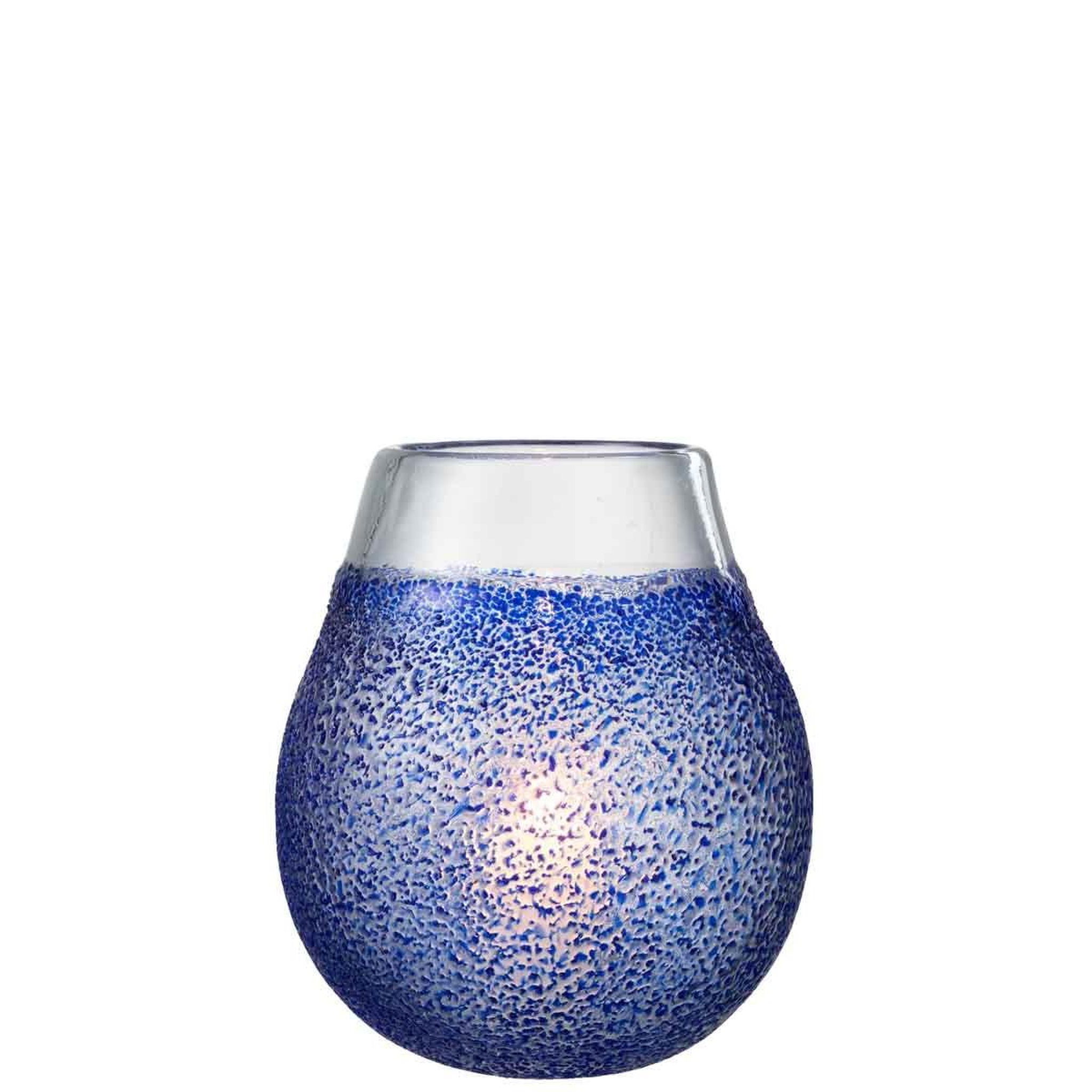 Voir la diapositive 2 : J-LINE Photophore Design en Verre  Santorini  25cm Bleu
