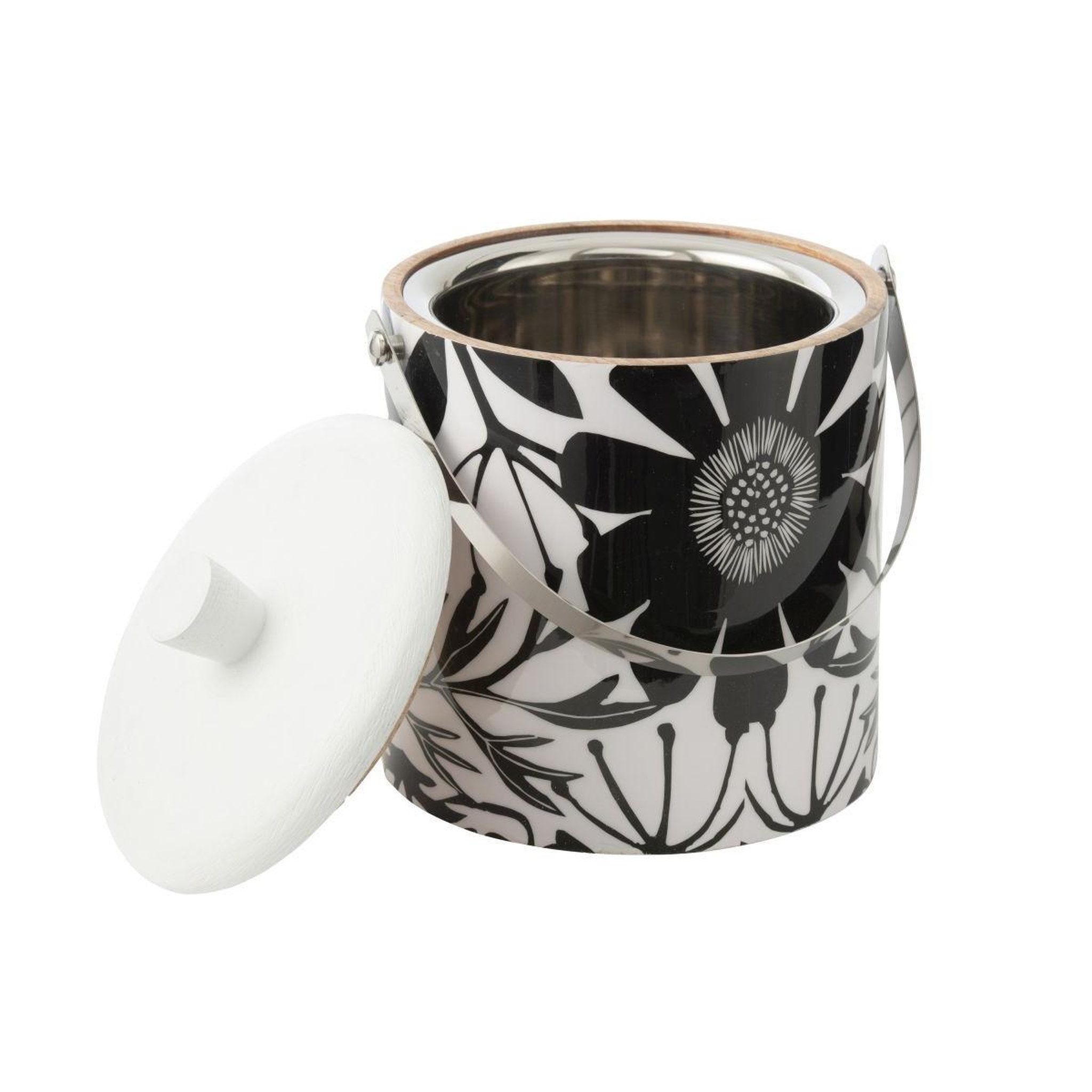 Voir la diapositive 3 : J-LINE Seau à glace en bois  tod  40cm noir & blanc
