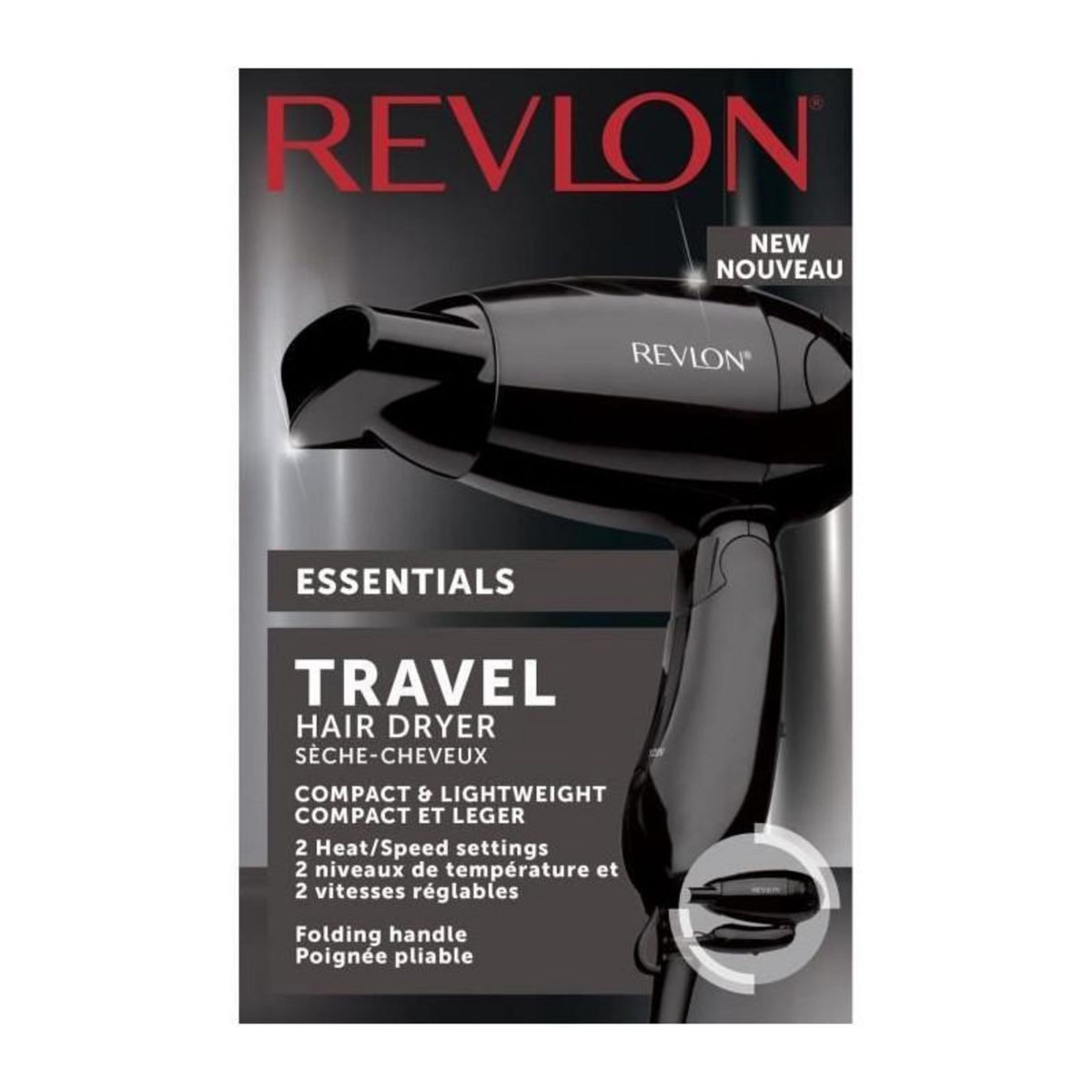 Revlon REVLON RVDR5305E - Seche-cheveux de voyage - 1200 W - 2 chaleurs - 2 vitesses - Poignee pliable bi-voltage