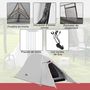 Voir la diapositive 6 : OUTSUNNY Tente de camping 1-2 pers. double toit étanche 2000 mm sac de transport gris