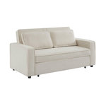 SWEEEK Canapé convertible 3 places bouclette blanc crème