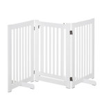 PAWHUT Barrière modulable pliable barrière de sécurité avec porte verrouillable intégrée dim. 155L x 35l x 76H cm MDF blanc