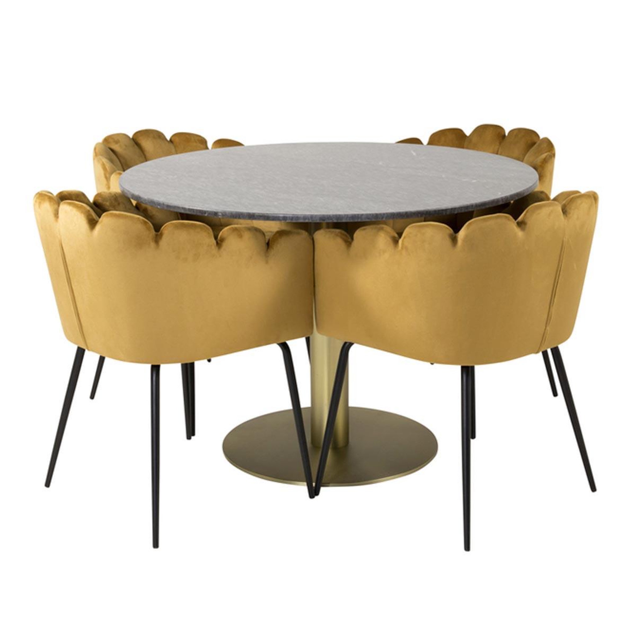 Paris Prix Ensemble table à manger & 4 chaises  estelle ii & limhamn  106cm gris foncé & jaune