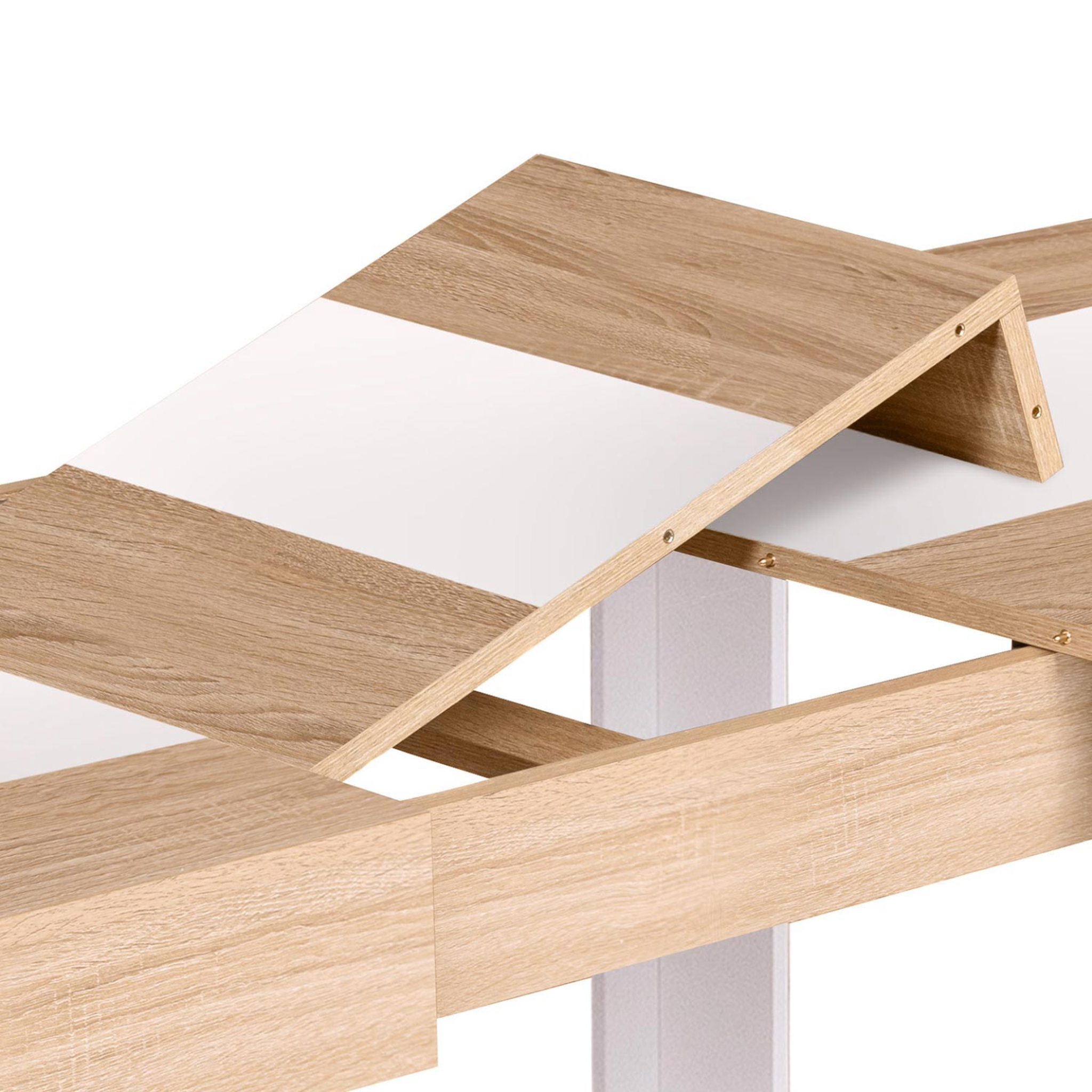 Voir la diapositive 6 : ID MARKET Table à manger extensible rectangle phoenix 4-8 personnes bois et blanc bande centrale blanche 160-200 cm