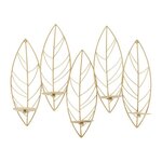 Paris Prix Bougeoir Mural en Métal  Feuilles  66cm Or