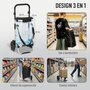 Voir la diapositive 4 : HOMCOM Chariot de courses pliable 3 en 1 sac à bandoulière 40L chariot transport poignée réglable compartiment isotherme alu noir