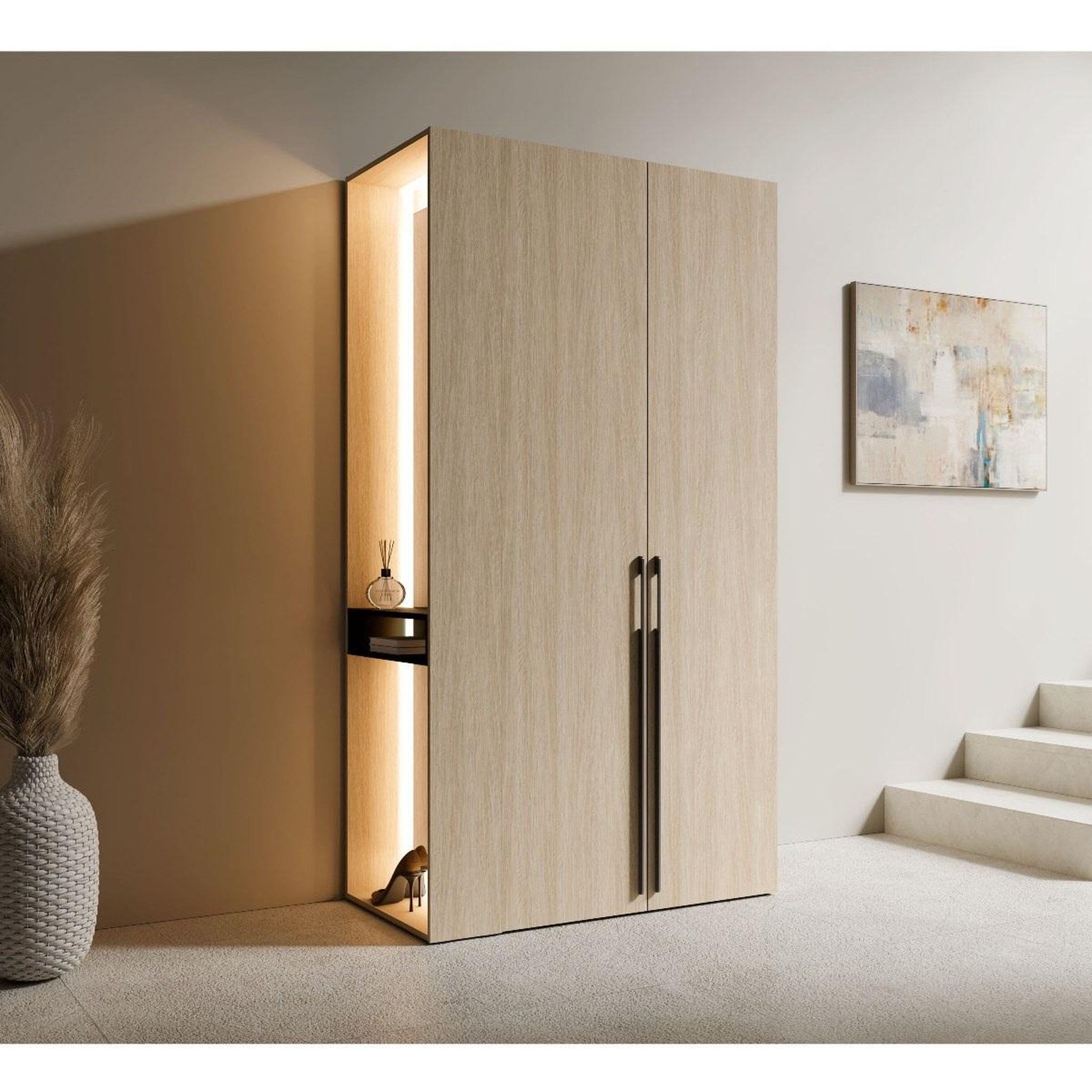 Voir la diapositive 2 : JLC KREATION Vestiaire d'entrée moderne en bois avec miroir 110cm orelia