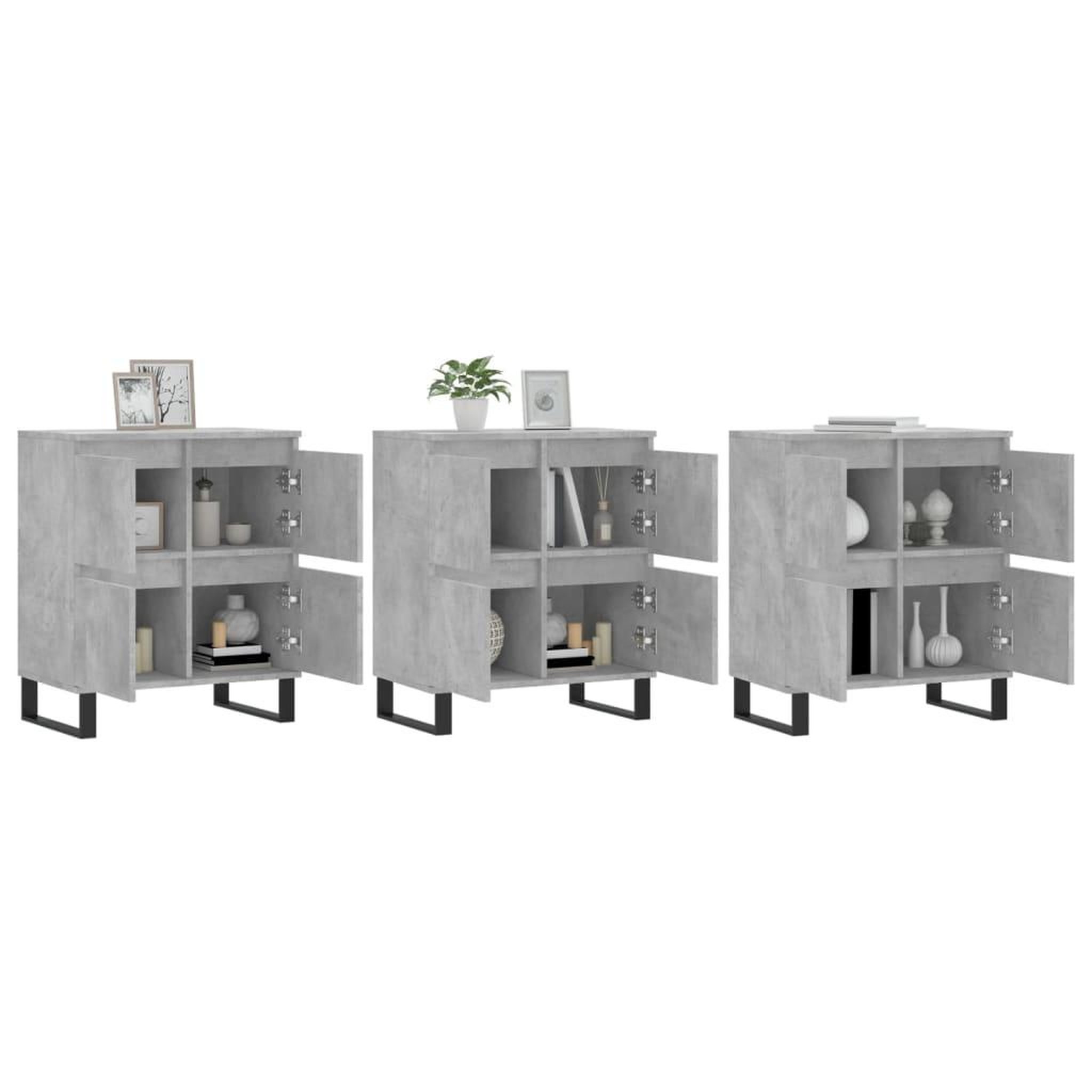 Voir la diapositive 3 : VIDAXL Buffets 3 pcs gris beton bois d'ingenierie