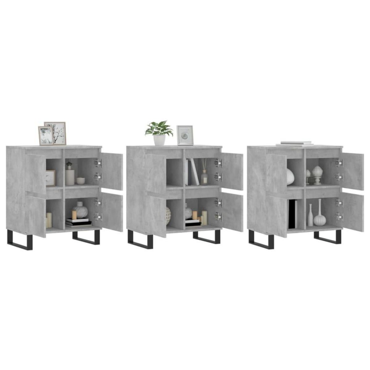 VIDAXL Buffets 3 pcs gris beton bois d'ingenierie