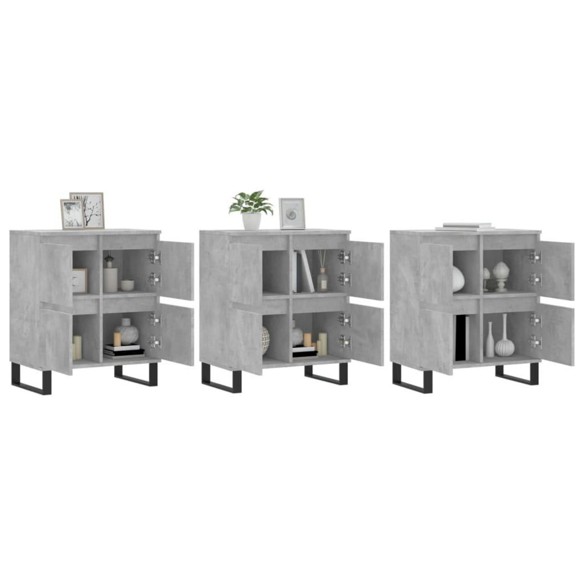 VIDAXL Buffets 3 pcs gris beton bois d'ingenierie