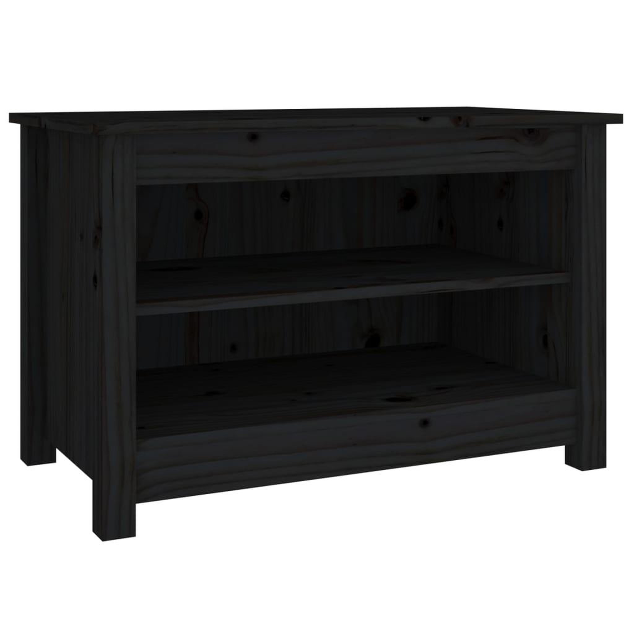 Voir la diapositive 2 : VIDAXL Banc a chaussures Noir 70x38x45,5 cm Bois de pin massif