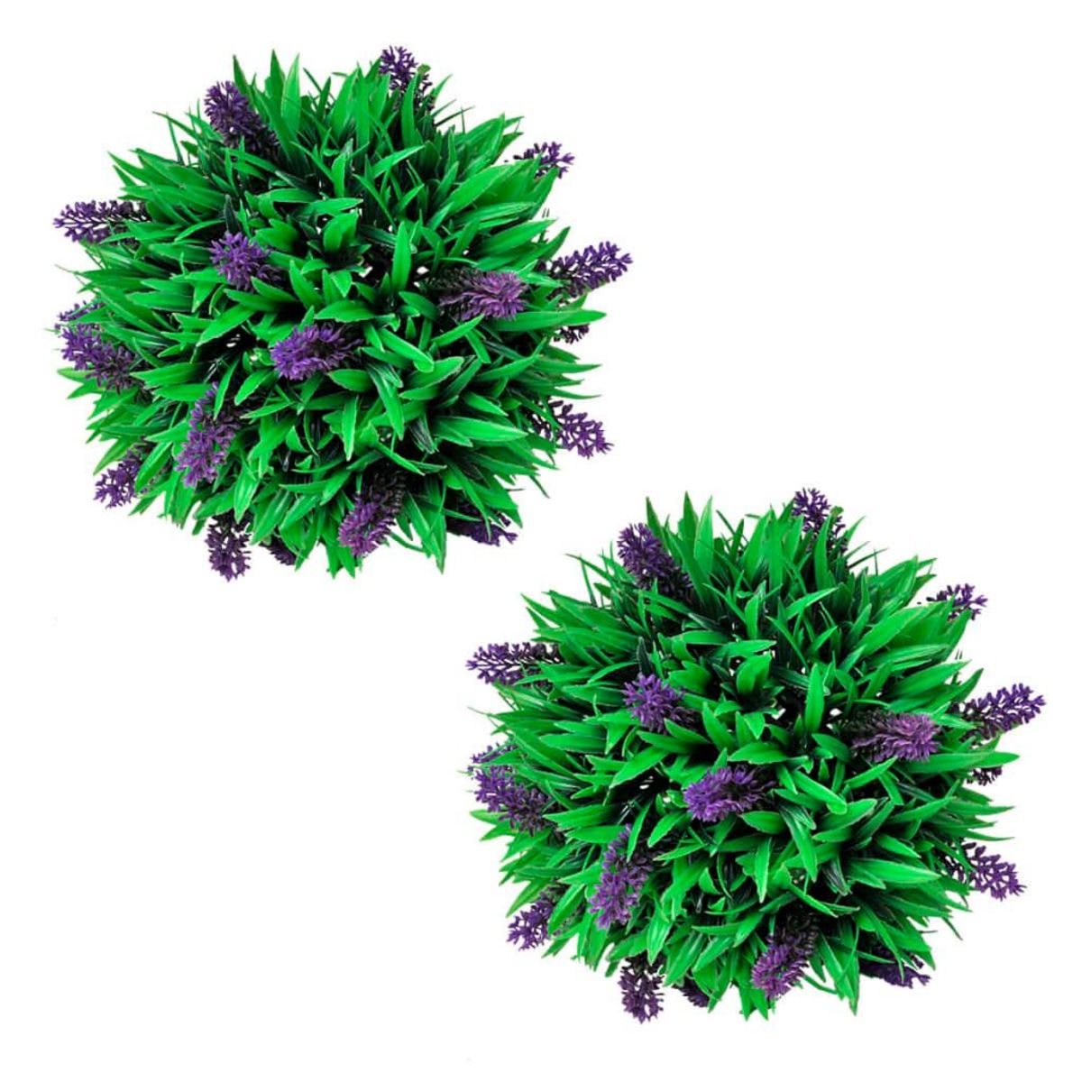 VIDAXL Ensemble de 2 boules de buis artificiel avec lavande 28 cm