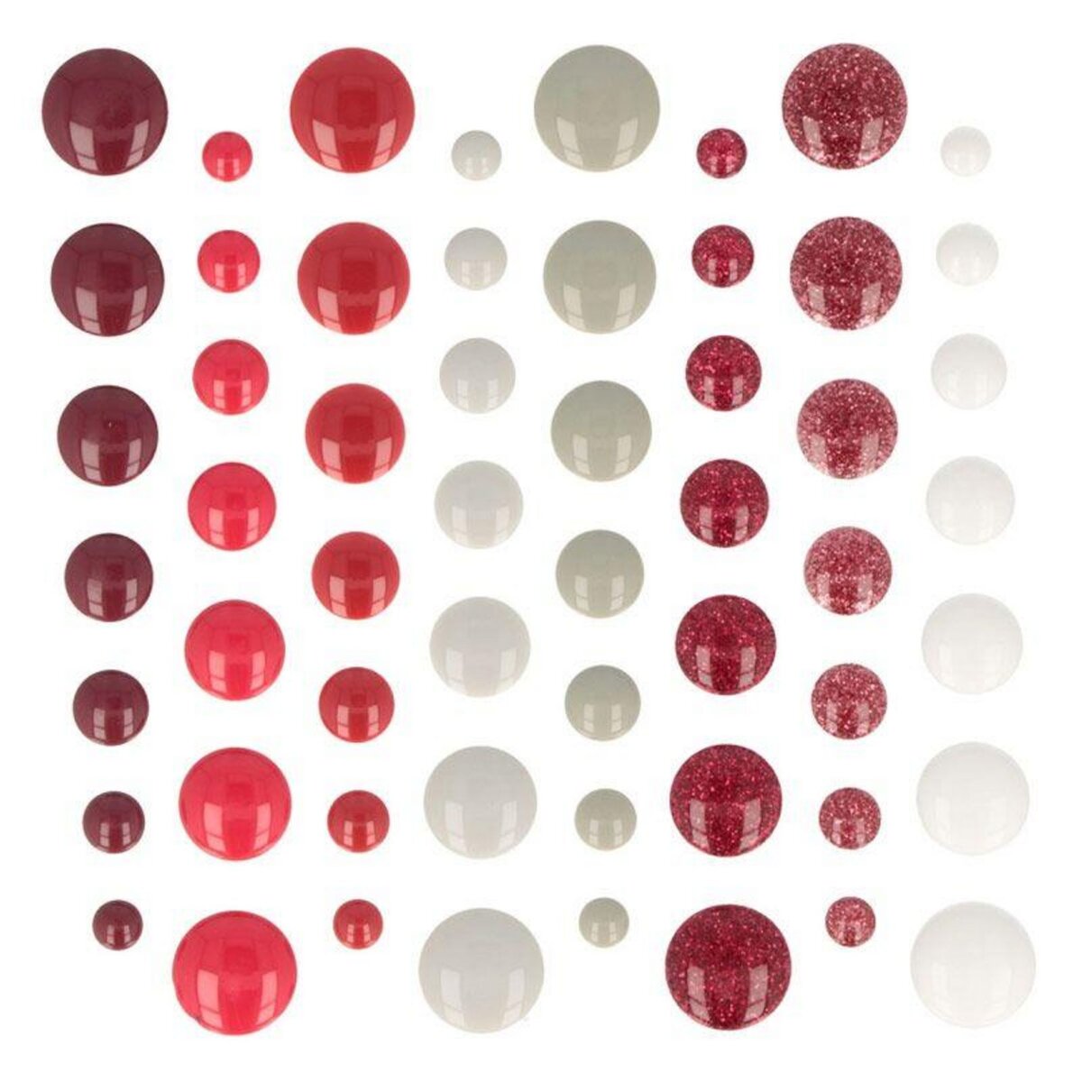 Artemio 64 demi-perles adhésives en émail rouges Barok