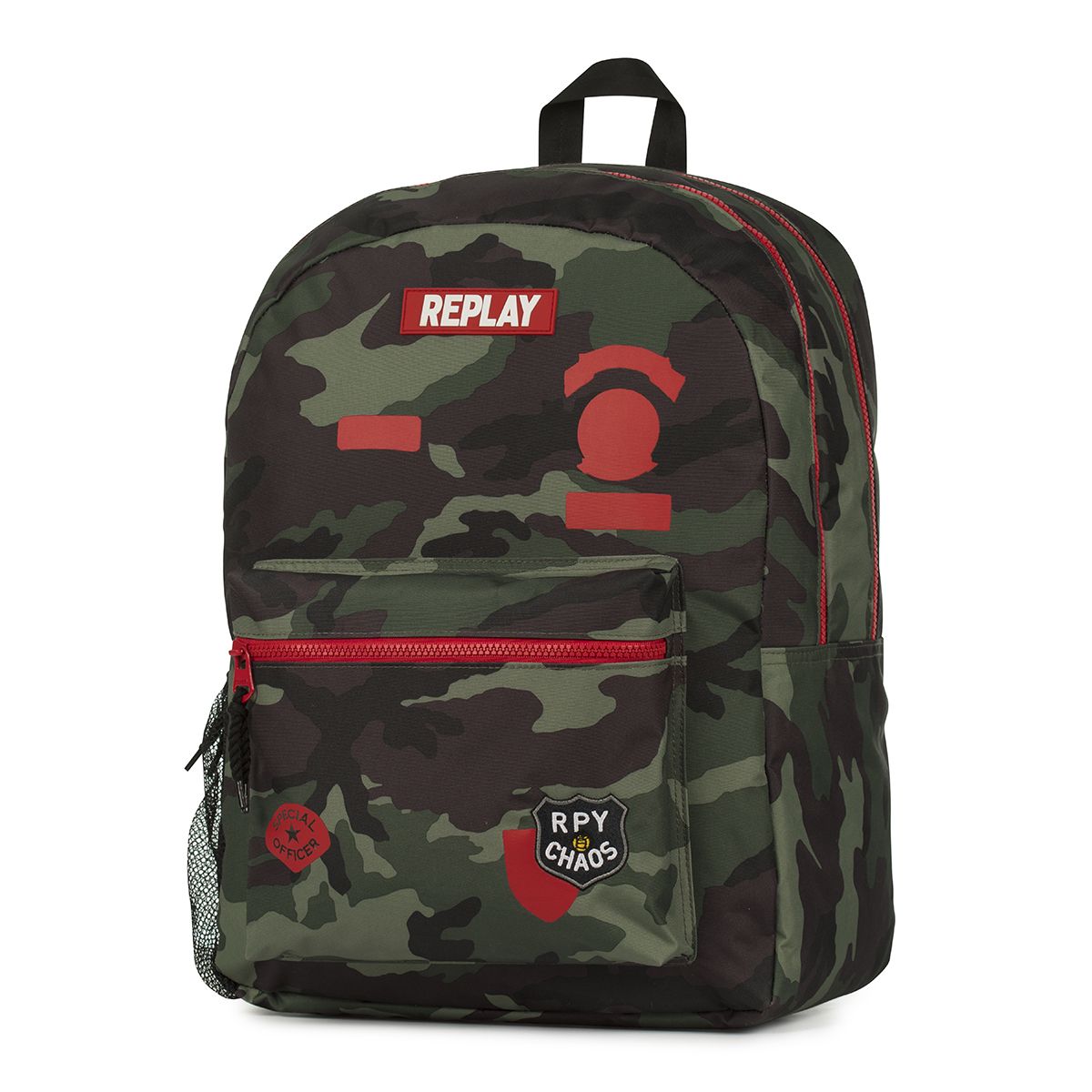  Sac à dos 2 compartiments + poche avant garçon Replay camouflage kaki