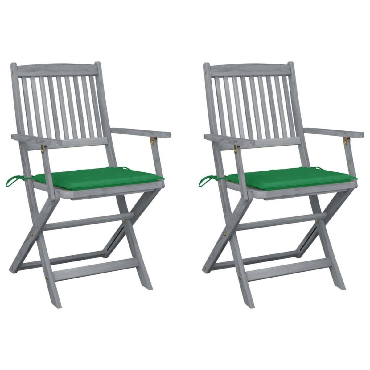 VIDAXL Chaises pliables d'exterieur lot de 2 et coussins Bois d'acacia
