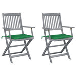 VIDAXL Chaises pliables d'exterieur lot de 2 et coussins Bois d'acacia