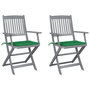Voir la diapositive 1 : VIDAXL Chaises pliables d'exterieur lot de 2 et coussins Bois d'acacia