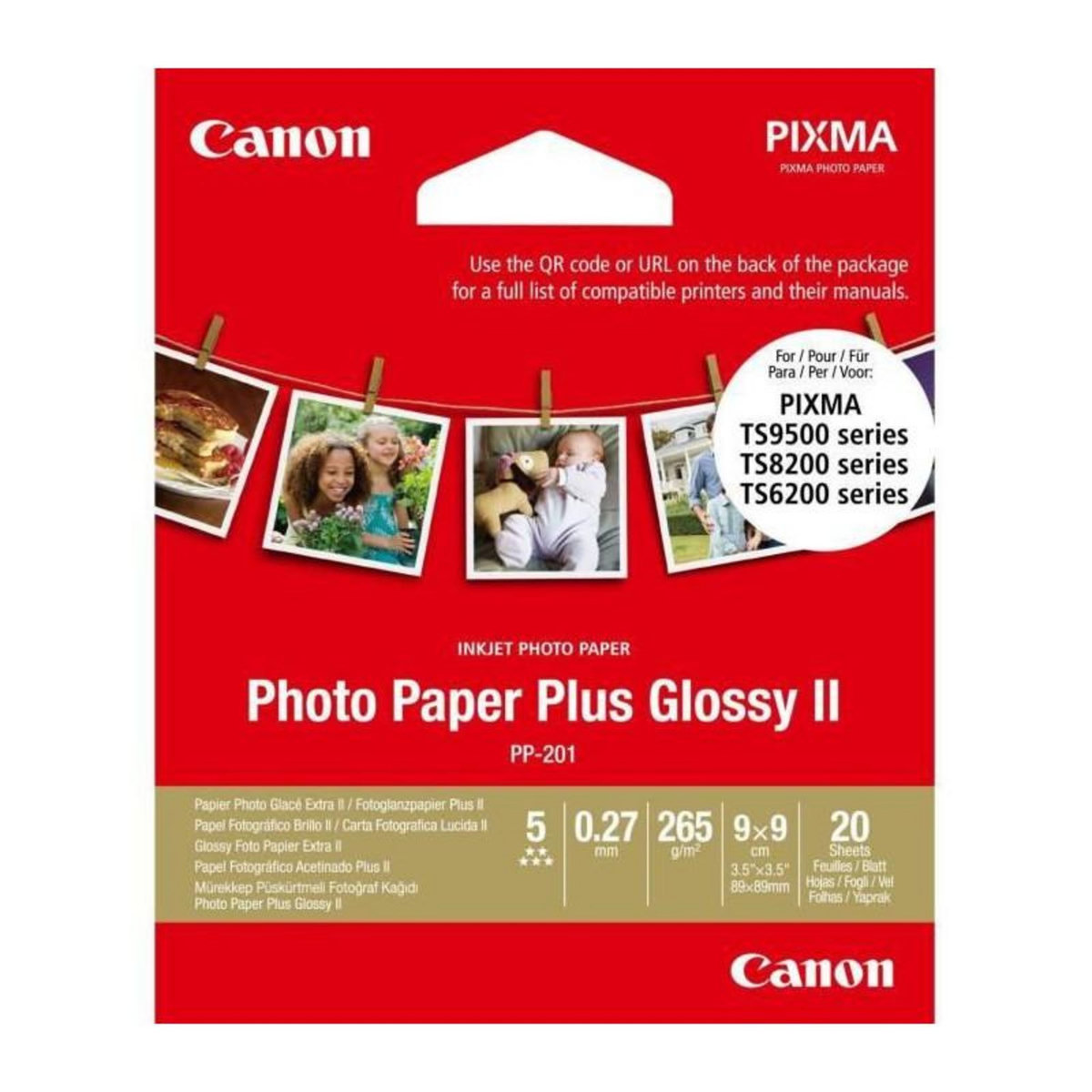 Canon CANON Papier photo 9x9cm PP-201 Glace 265gr 20 feuilles