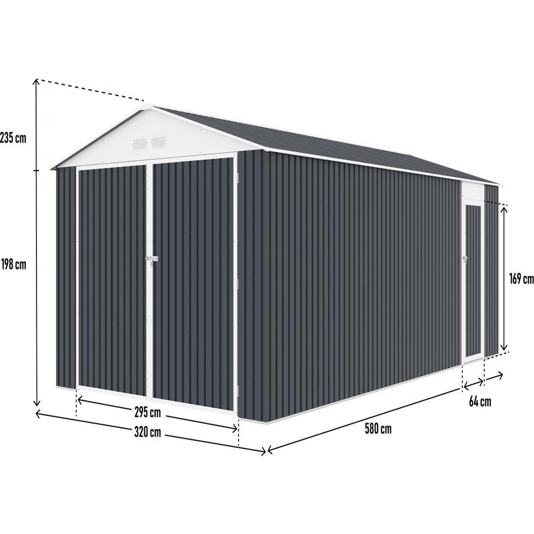 Voir la diapositive 3 : Habitat et Jardin Garage en métal  houston  18,56m²  - anthracite