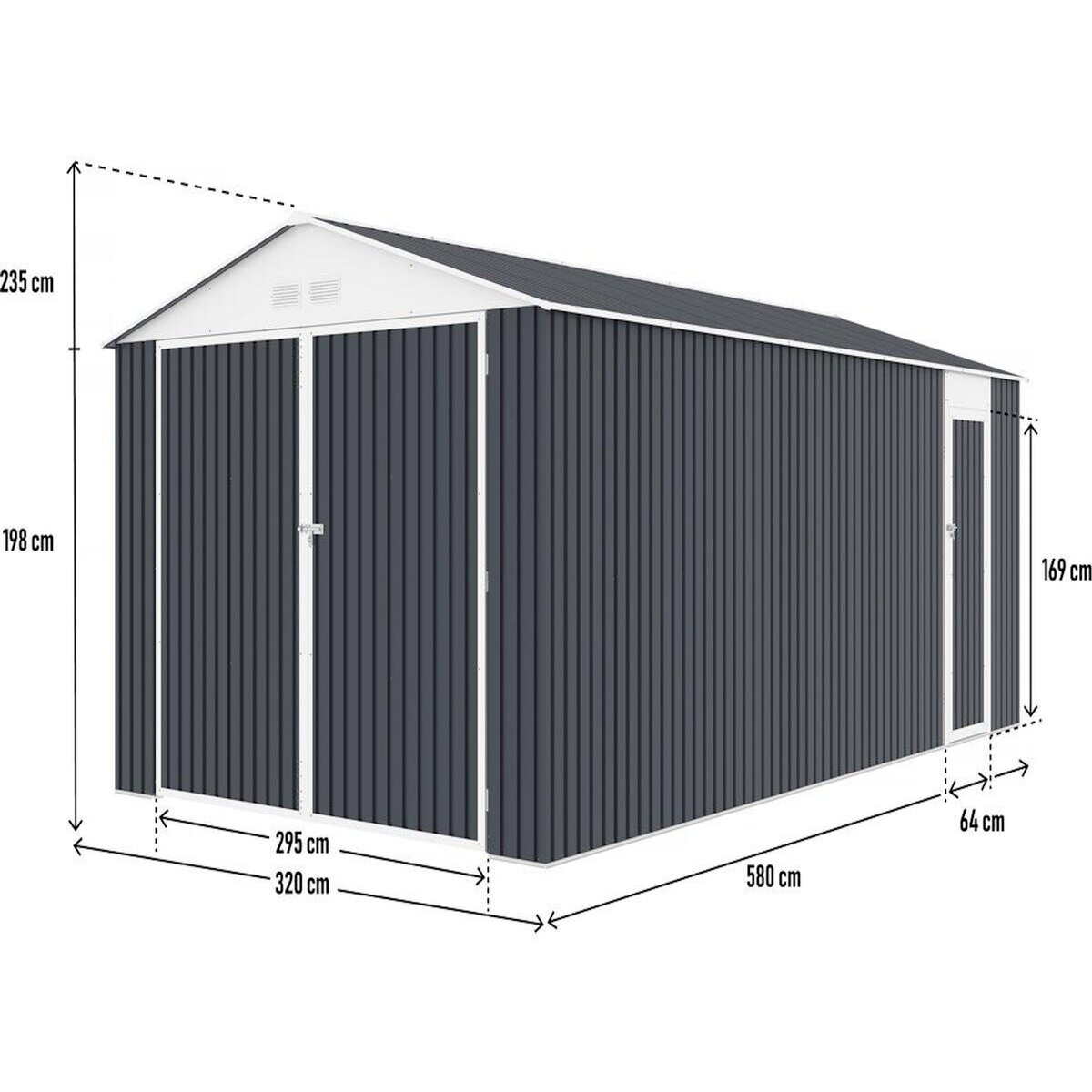 Habitat et Jardin Garage en métal  Houston  18,56m²  - Anthracite