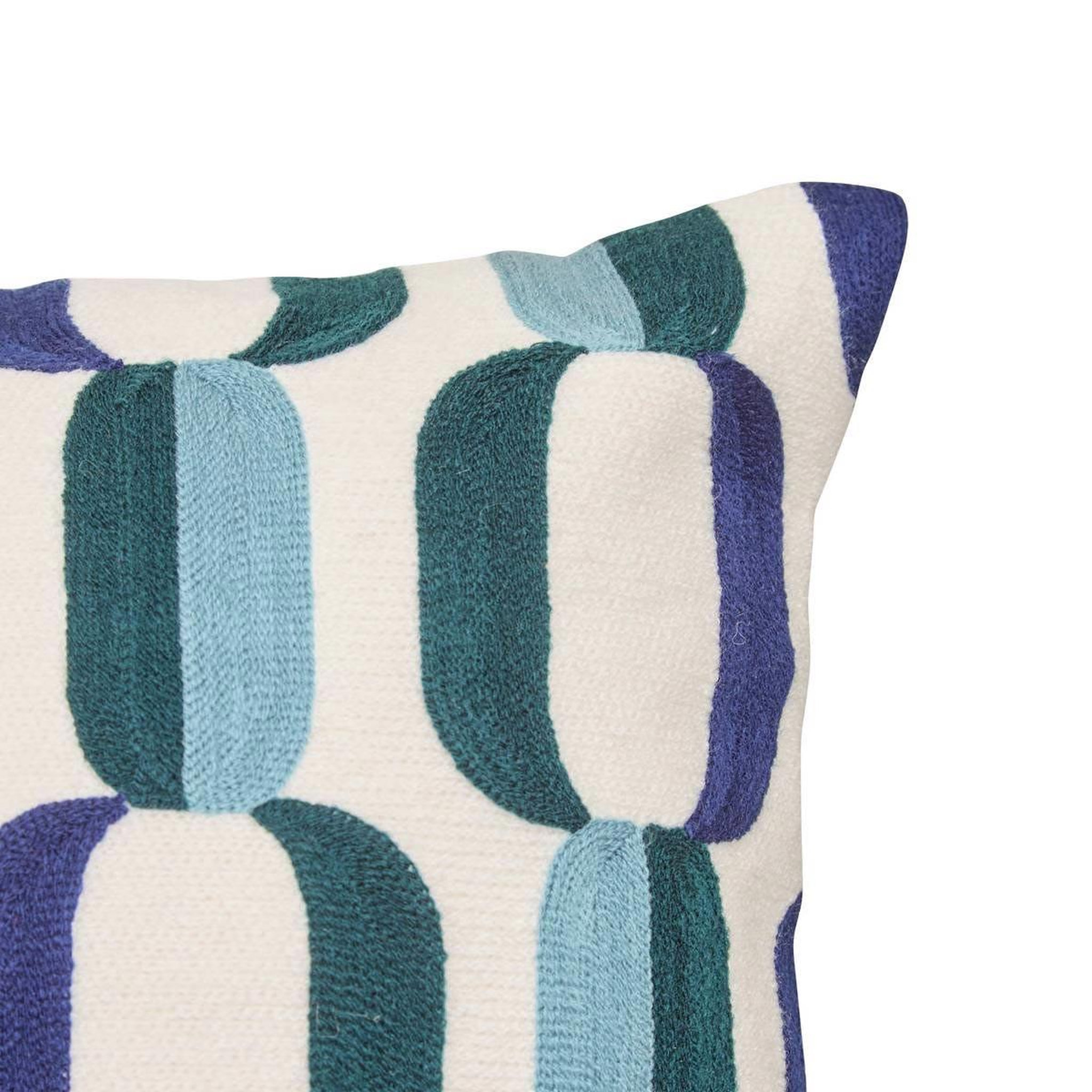Voir la diapositive 3 : ATMOSPHERA Coussin déco brodé  hary  35x75cm bleu