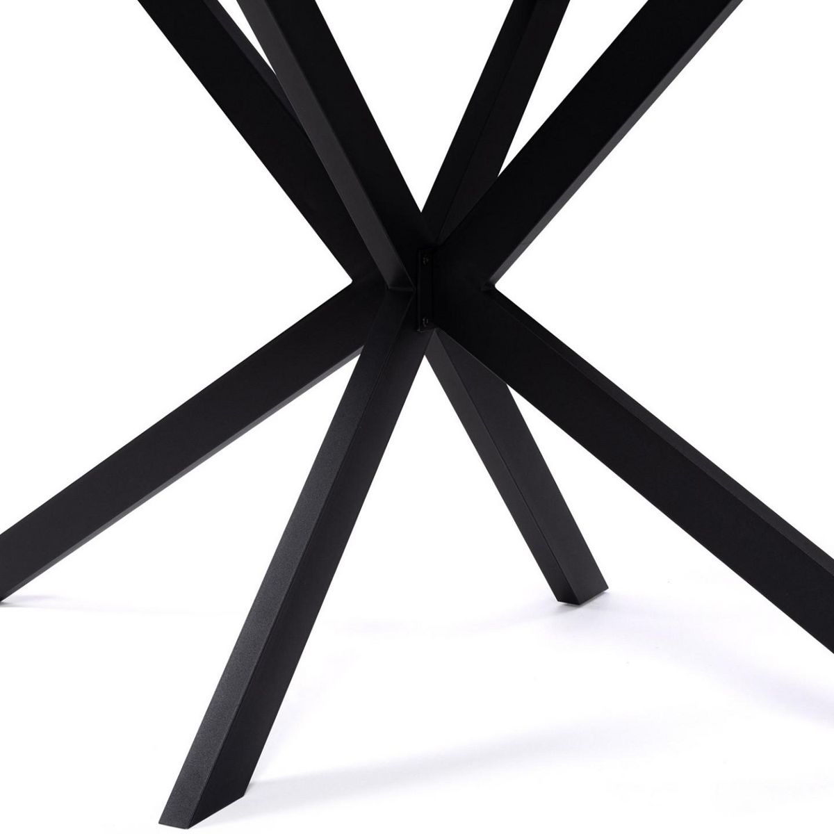 ID MARKET Table à manger rectangle ALIX 8 personnes pied araignée noir et plateau effet marbre blanc ALASKA 160 cm