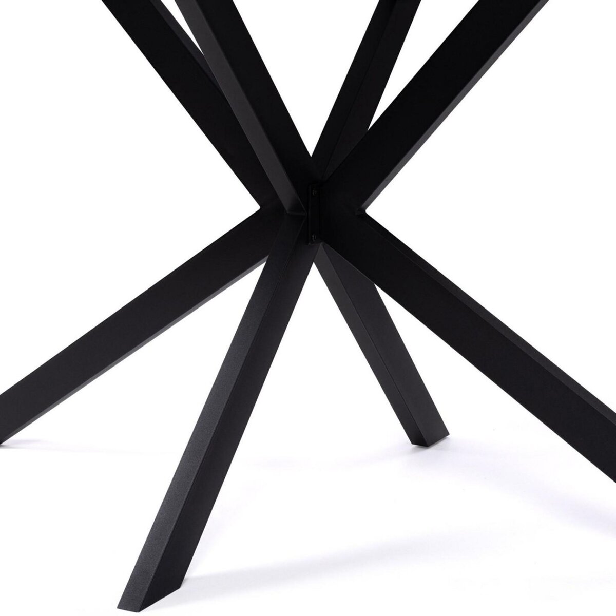 ID MARKET Table à manger rectangle ALIX 8 personnes pied araignée noir et plateau effet marbre blanc ALASKA 160 cm