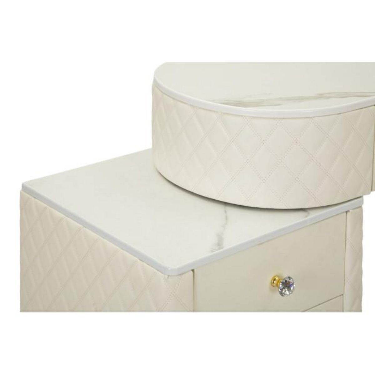 Paris Prix Coiffeuse Avec Pouf Effet Marbre  Sharon  120 Blanc & Or