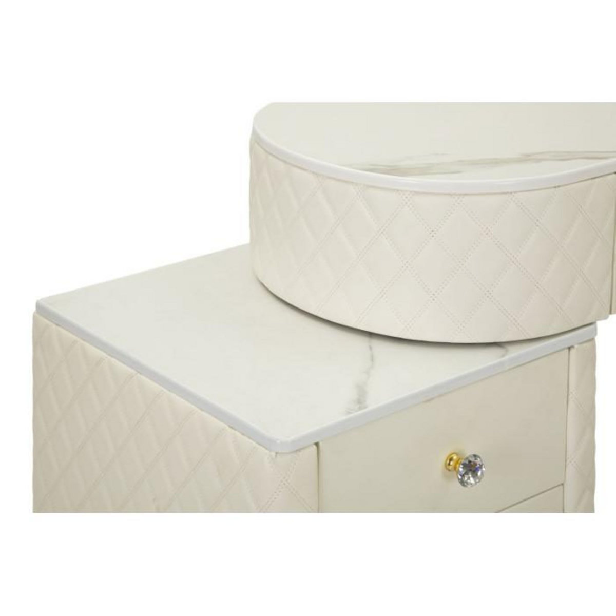 Paris Prix Coiffeuse Avec Pouf Effet Marbre  Sharon  120 Blanc & Or