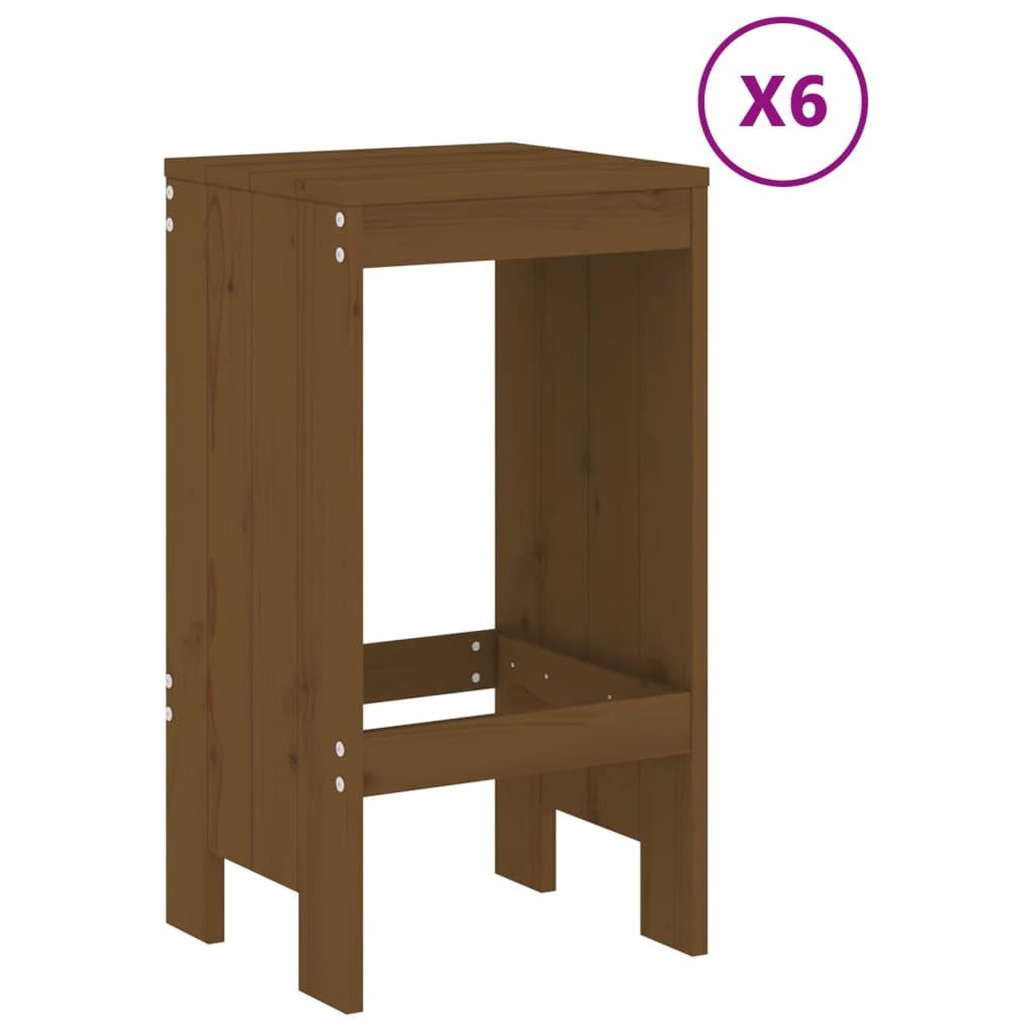 Voir la diapositive 3 : VIDAXL Ensemble de bar de jardin 7 pcs marron miel bois de pin massif