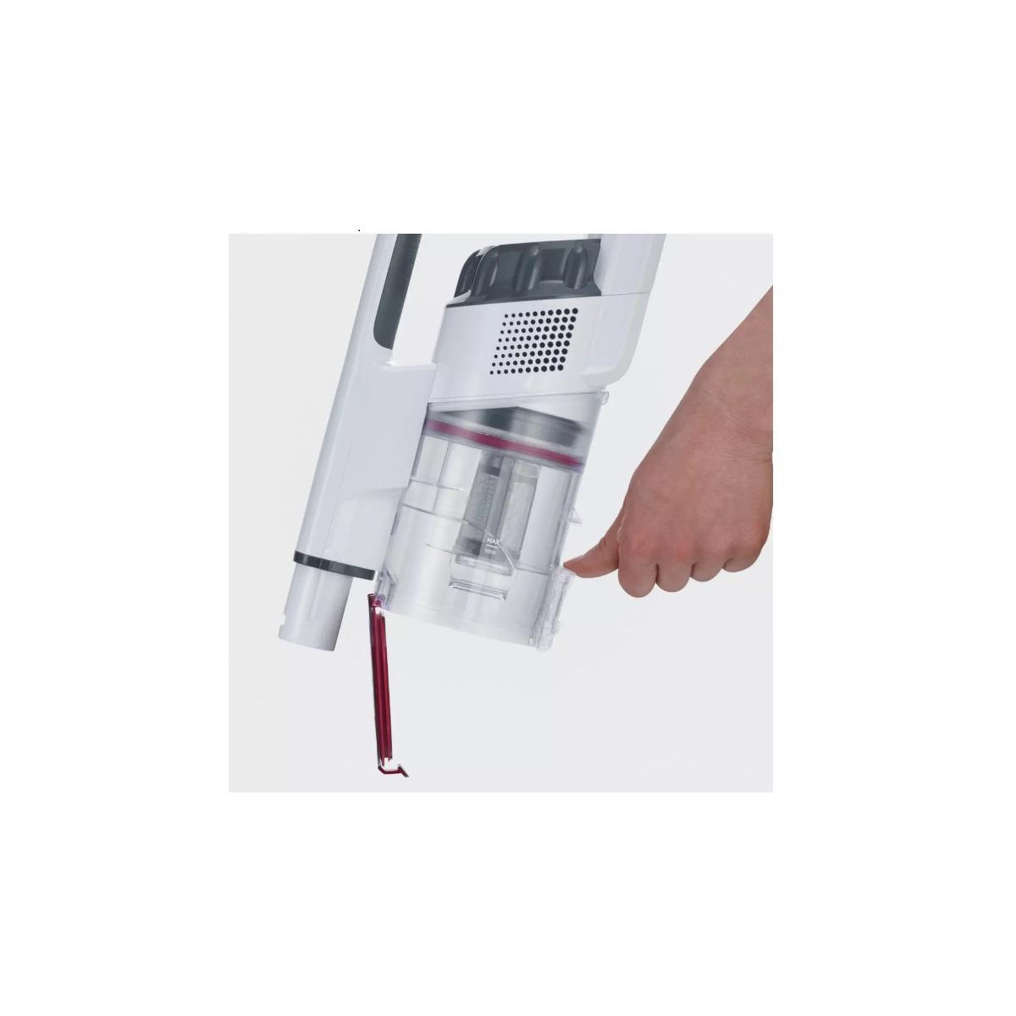 Voir la diapositive 5 : SEVERIN Aspirateur balai 2en1 rechargeable 22.2v blanc rouge - hv7152